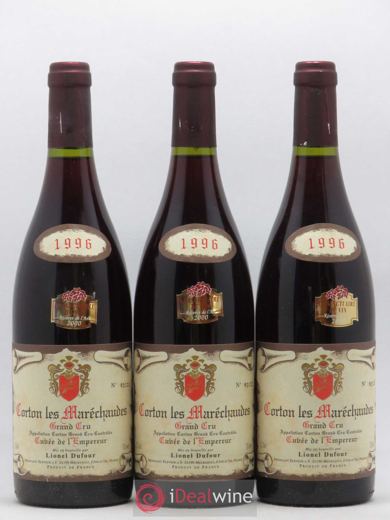 Corton Grand Cru Les Maréchaudes Cuvée de l'Empereur Lionel Dufour 1996 - Posten von 3 Flaschen - 0