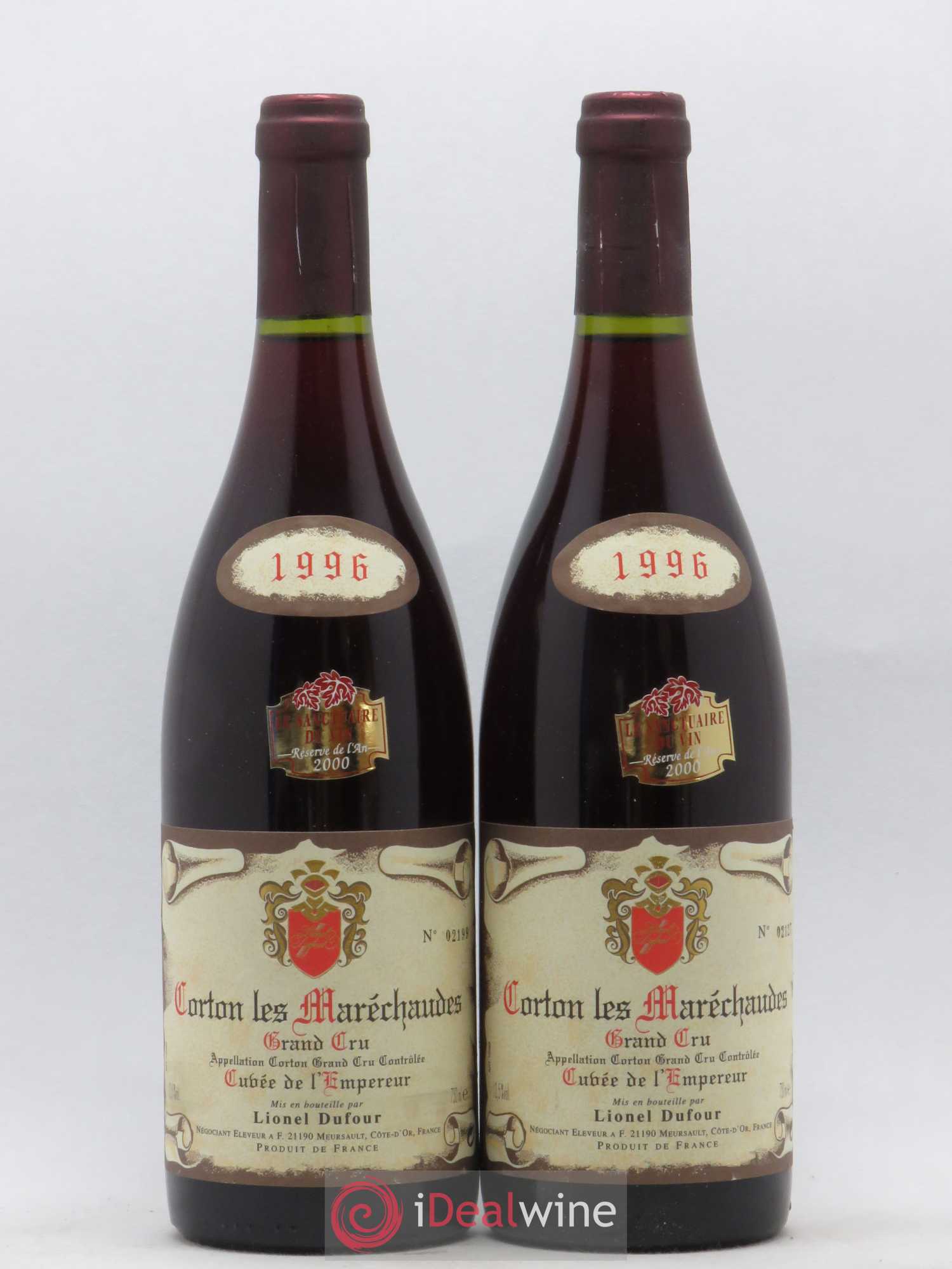 Corton Grand Cru Les Maréchaudes Cuvée de l'Empereur Lionel Dufour 1996 - Posten von 2 Flaschen - 0