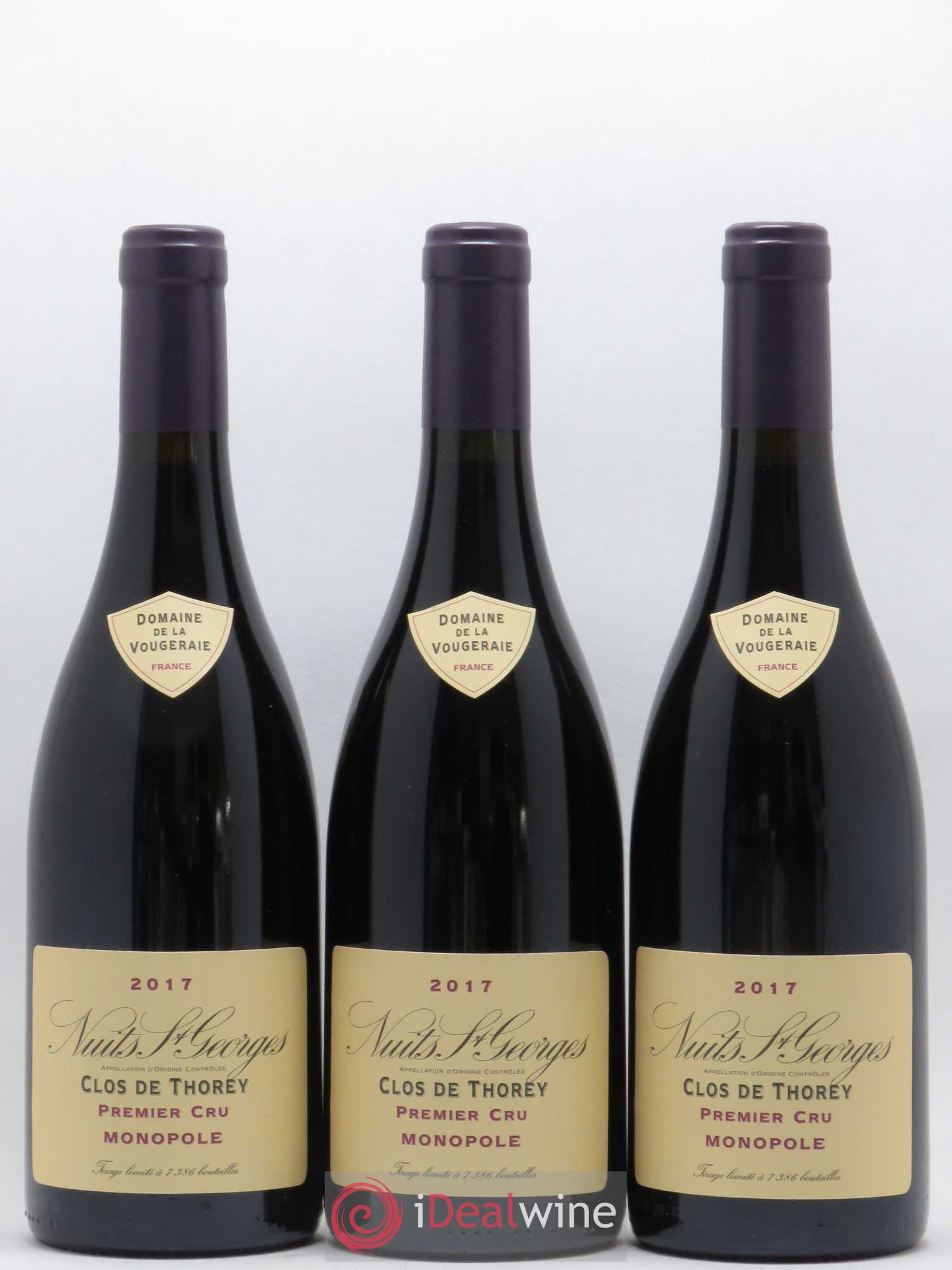 Nuits-Saint-Georges 1er Cru Clos de Thorey Monopole La Vougeraie 2017 - Posten von 3 Flaschen - 0