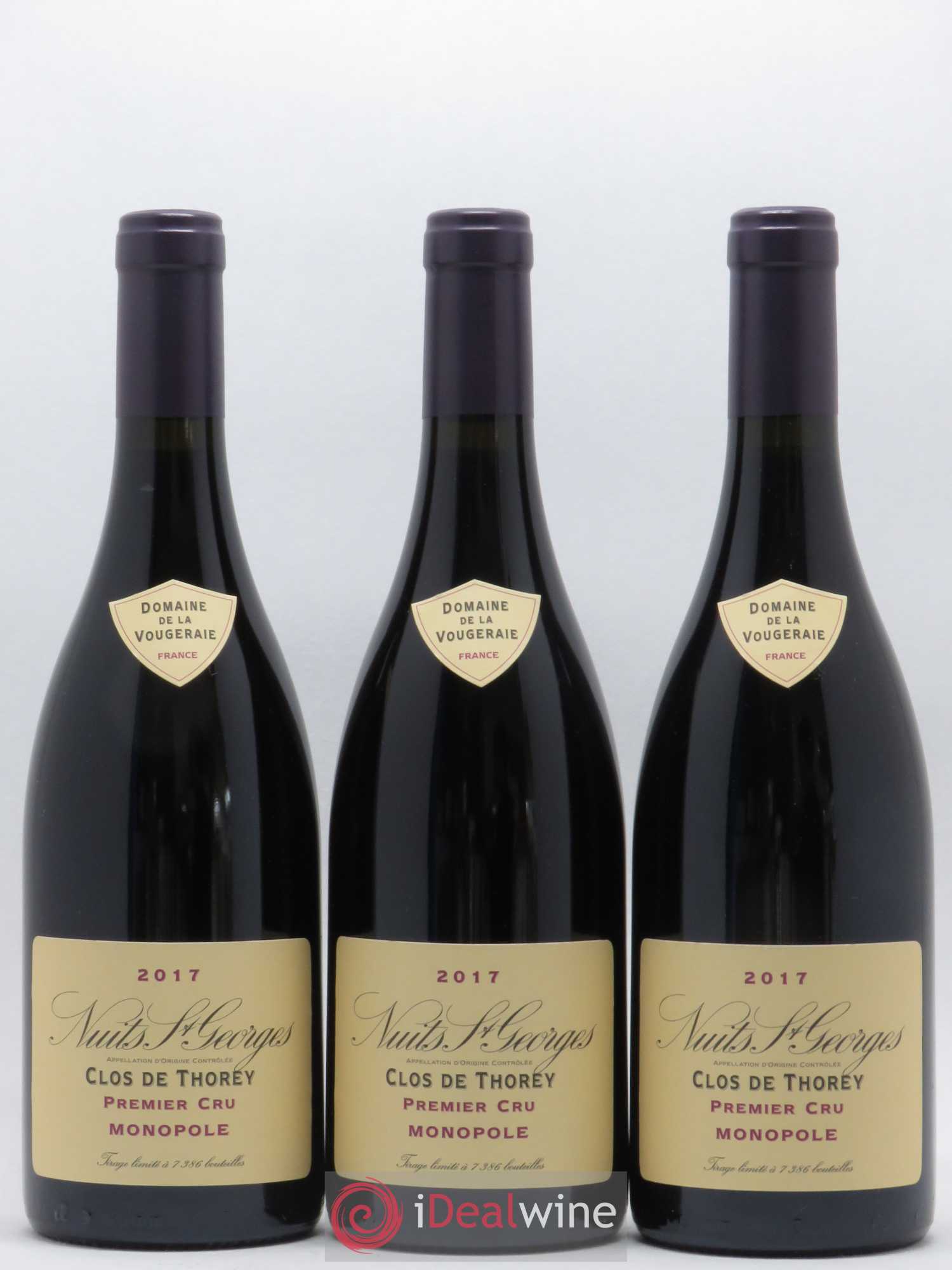 Nuits-Saint-Georges 1er Cru Clos de Thorey Monopole La Vougeraie 2017 - Posten von 3 Flaschen - 0