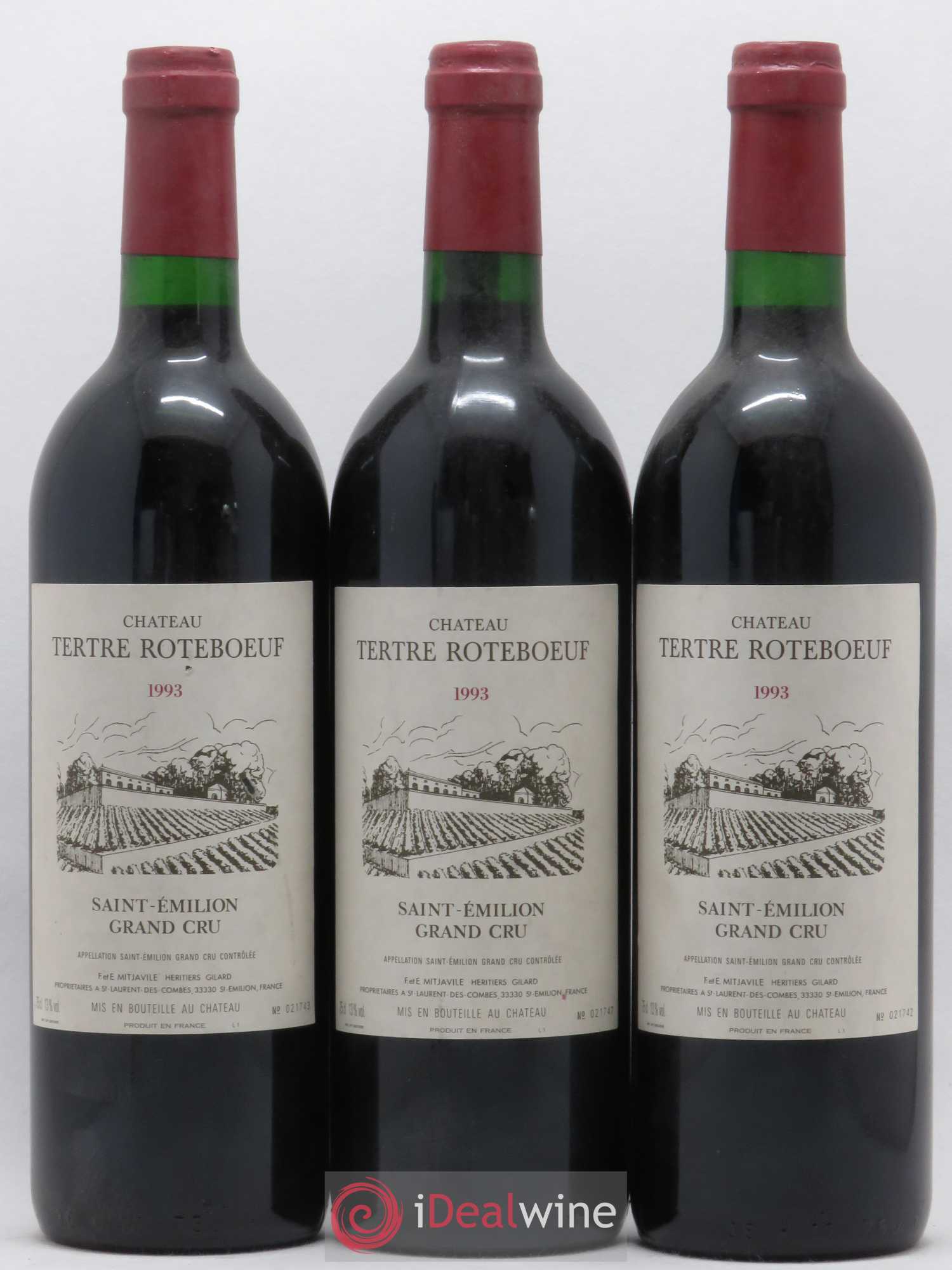 Château Tertre Roteboeuf 1993 - Lot de 3 bouteilles - 0
