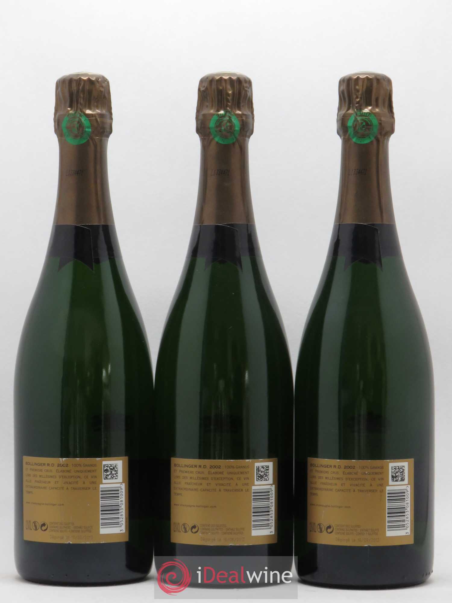 R.D. Extra-Brut Bollinger 2002 - Lot de 3 bouteilles - 1