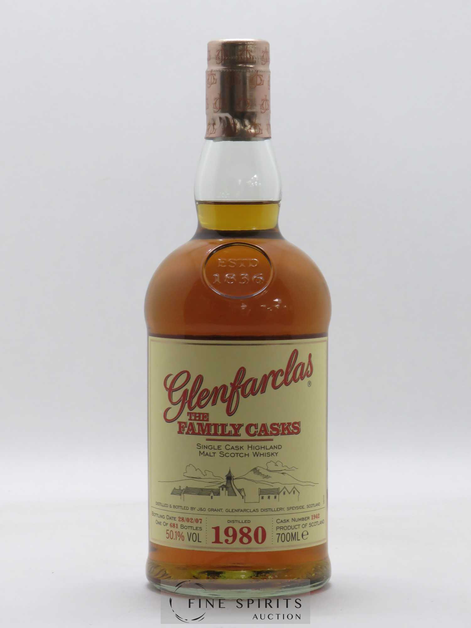 Glenfarclas 1980 Of. Cask n°1942 - 2007 Release The Family Casks - Lot of 1 bottle - 1