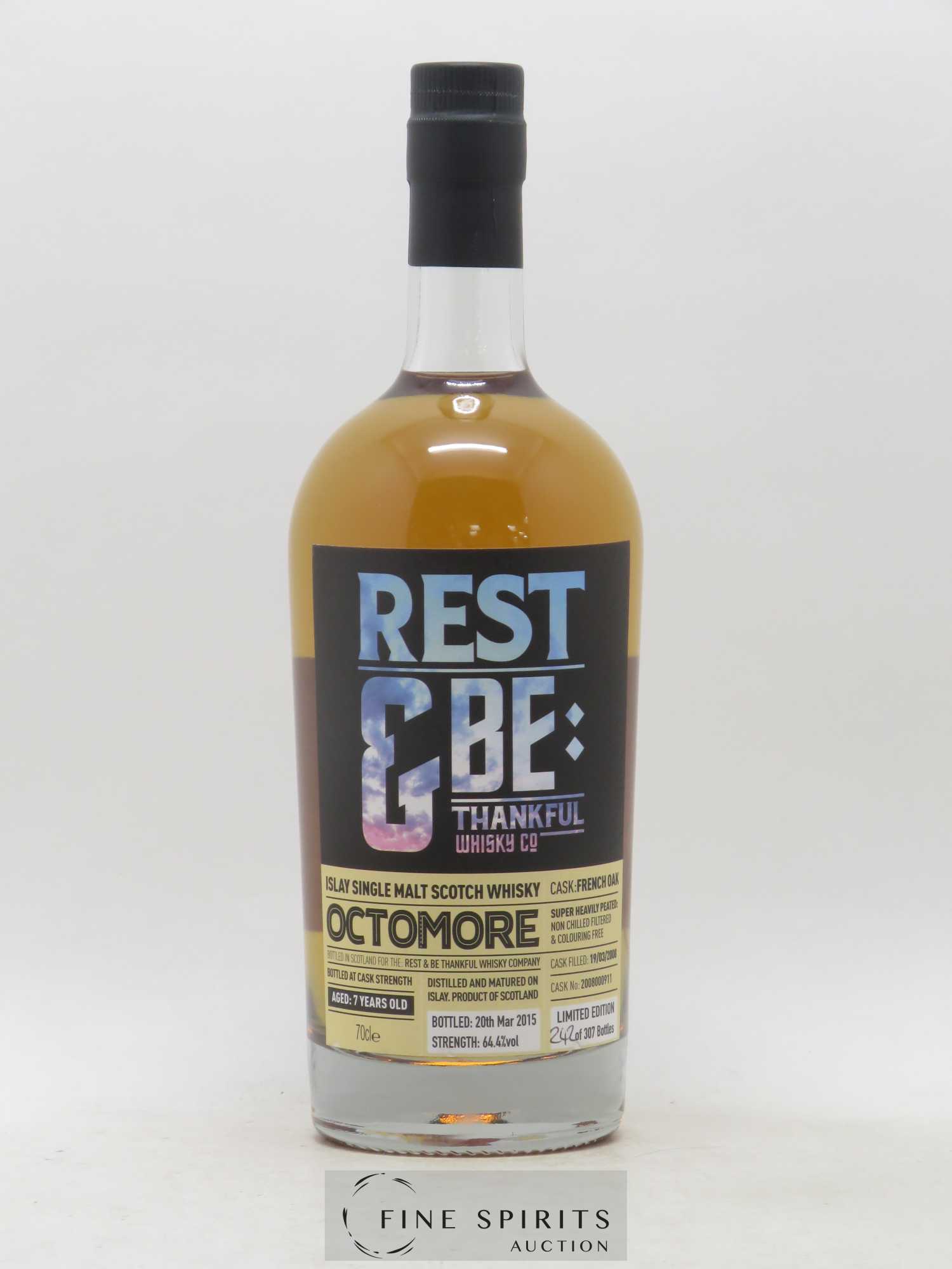 Octomore 7 years 2008 Rest & Be Thankful French Oak Cask n°B2008000911 - One of 307 - bottled 2015 Limited Edition - Lot de 1 bouteille - 1