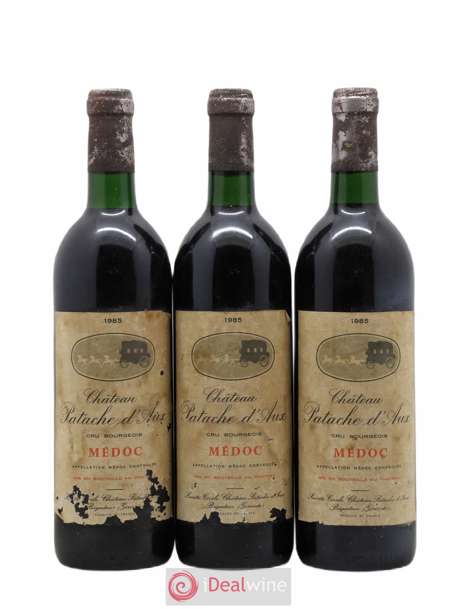 Château Patache d'Aux Cru Bourgeois 1985 - Lot de 3 bouteilles - 0