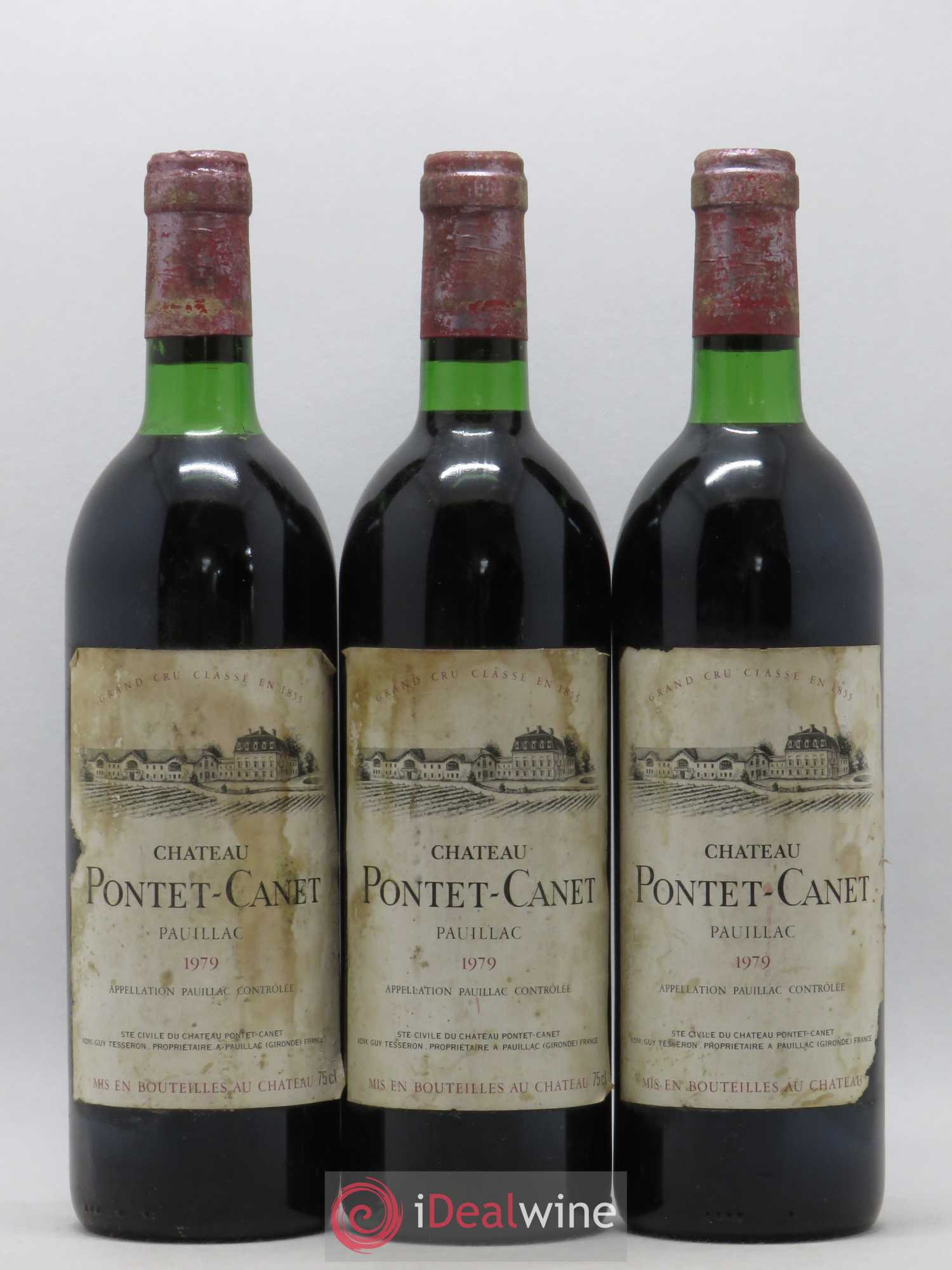 Château Pontet Canet 5ème Grand Cru Classé 1979 - Lot de 3 bouteilles - 0