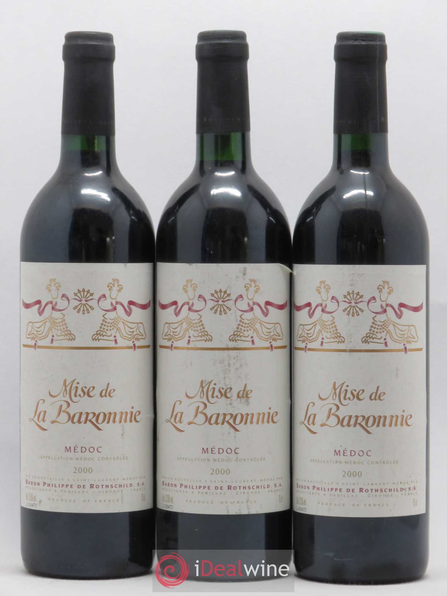 Médoc Mise de la baronnie 2000 - Lotto di 3 bottiglie - 0