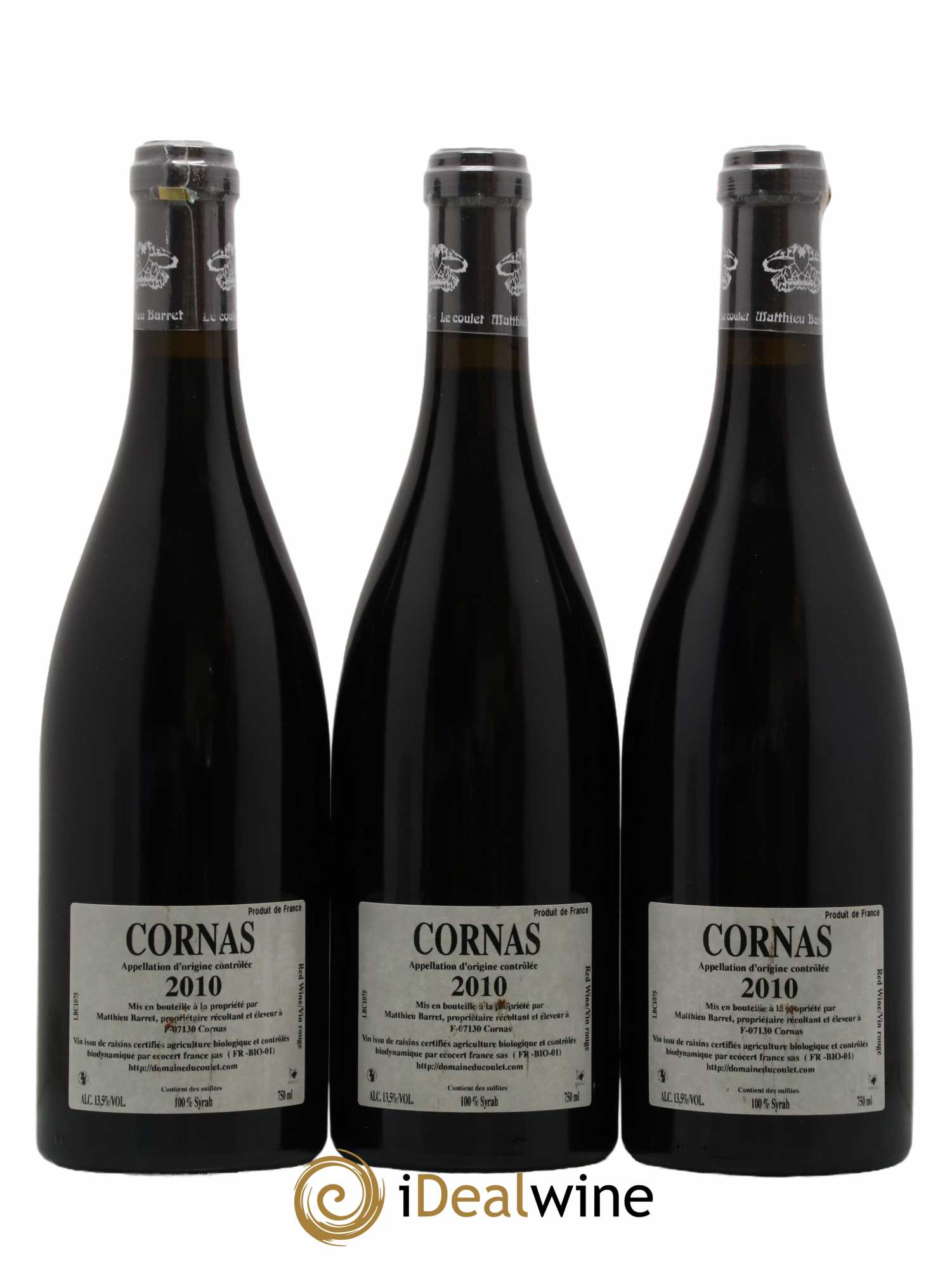 Cornas Billes Noires Coulet (Domaine du) - Matthieu Barret 2010 - Lot of 3 bottles - 1