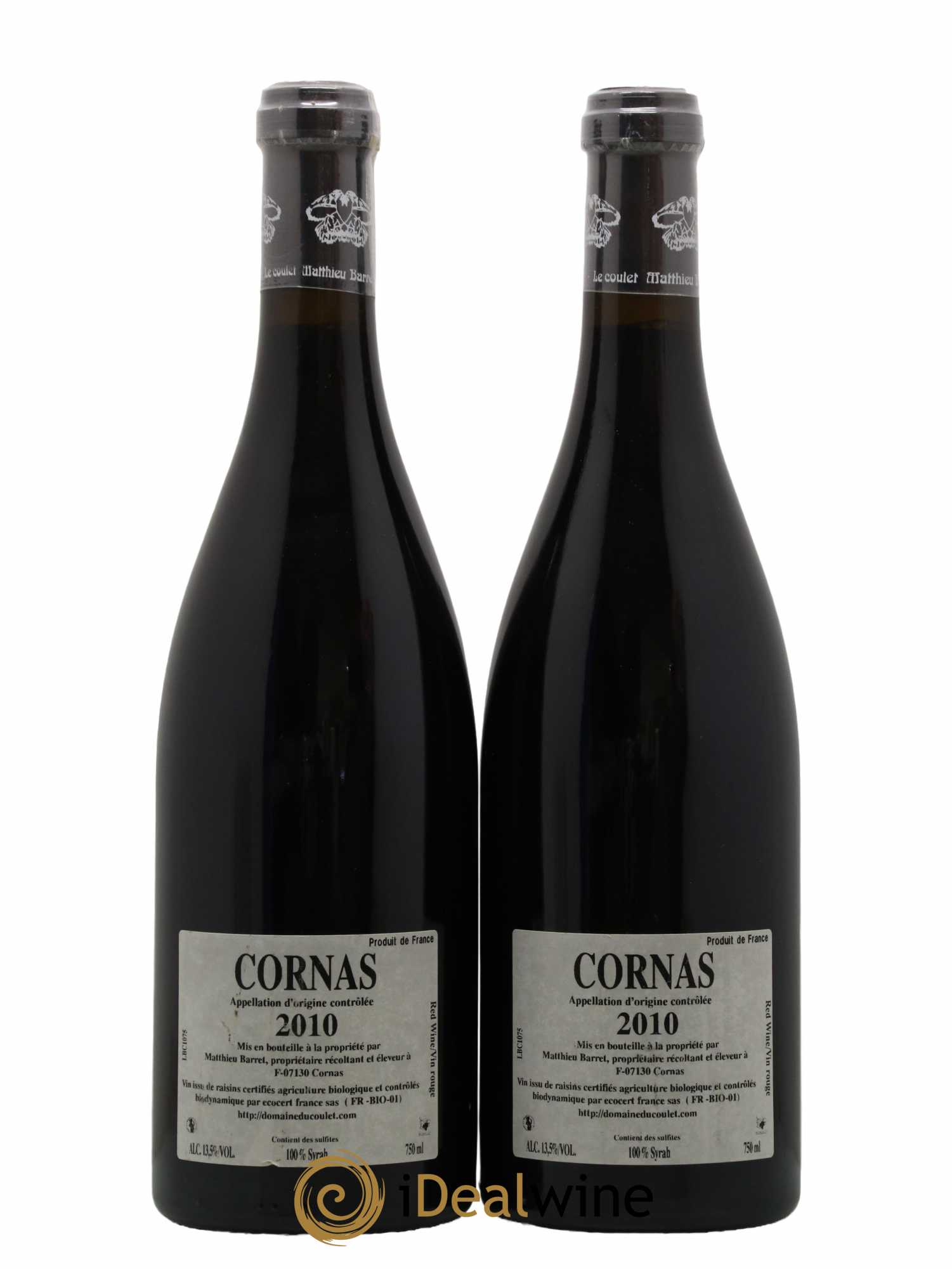 Cornas Billes Noires Coulet (Domaine du) - Matthieu Barret 2010 - Lot of 2 bottles - 1