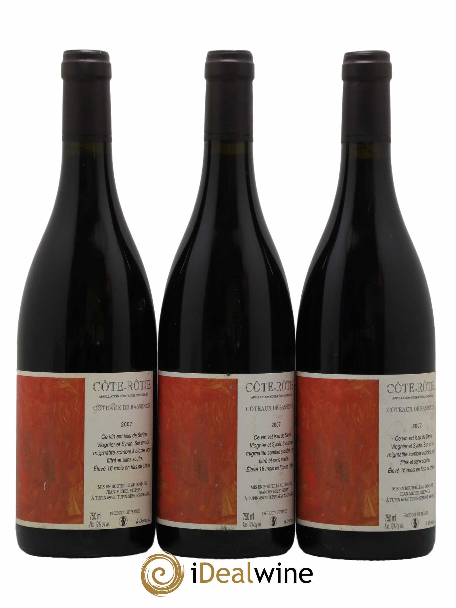 Côte-Rôtie Coteaux de Bassenon Jean-Michel Stephan 2007 - Lot of 3 bottles - 0