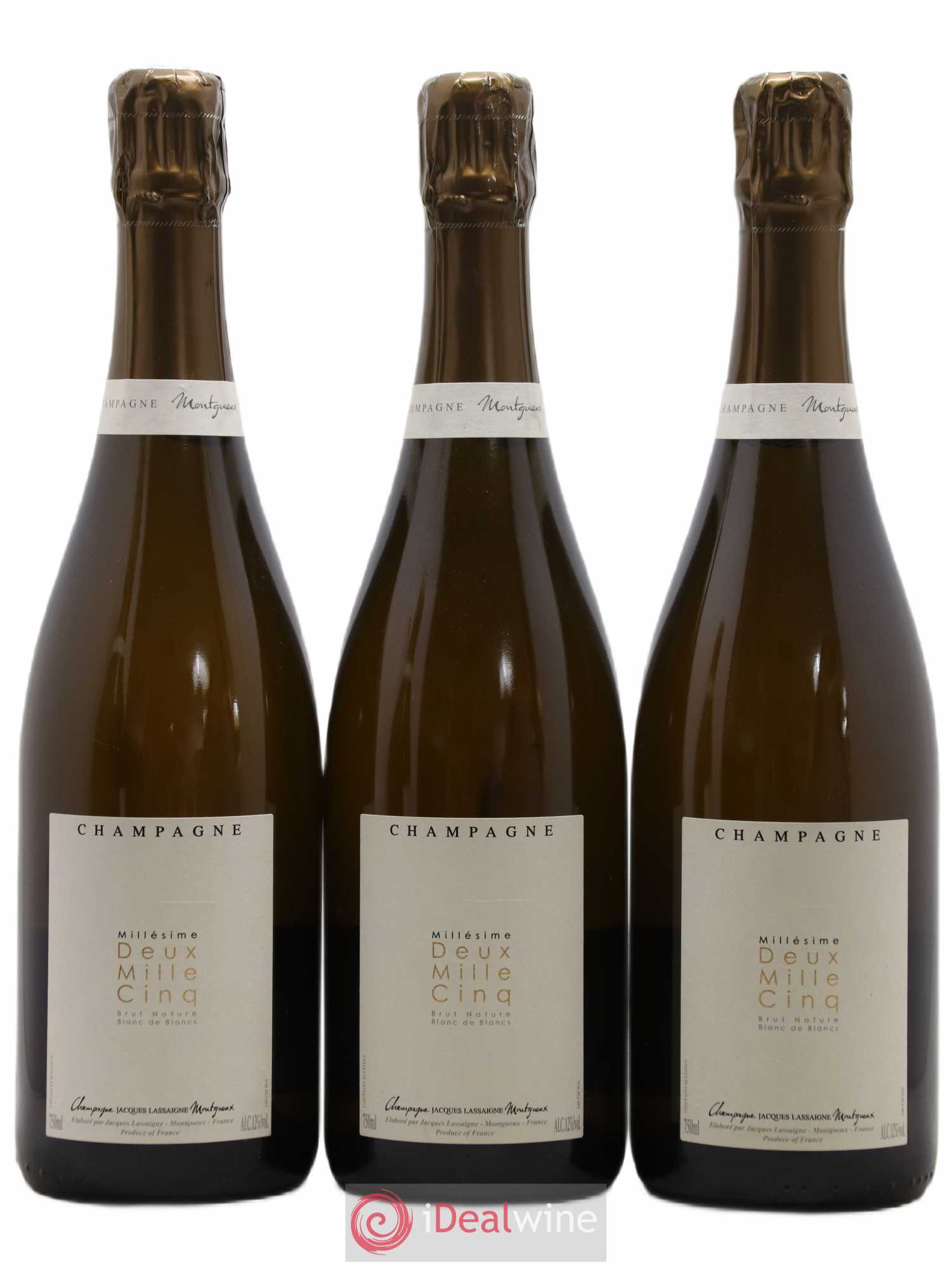 Blanc de Blancs millésimé Brut Nature Jacques Lassaigne 2005 - Lot de 3 bouteilles - 0