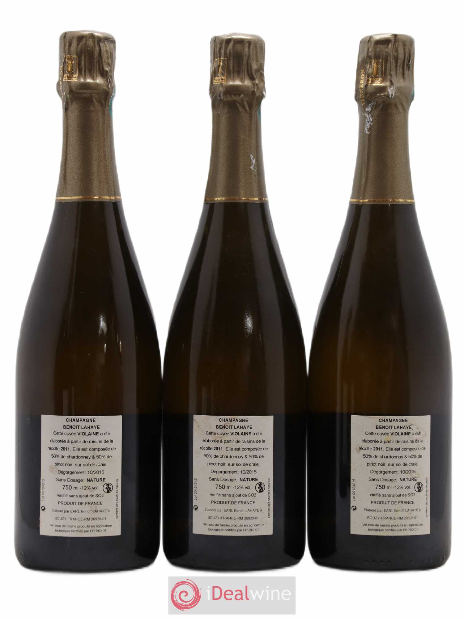 Violaine Brut Nature Benoit Lahaye 2011 - Lot de 3 bouteilles - 1