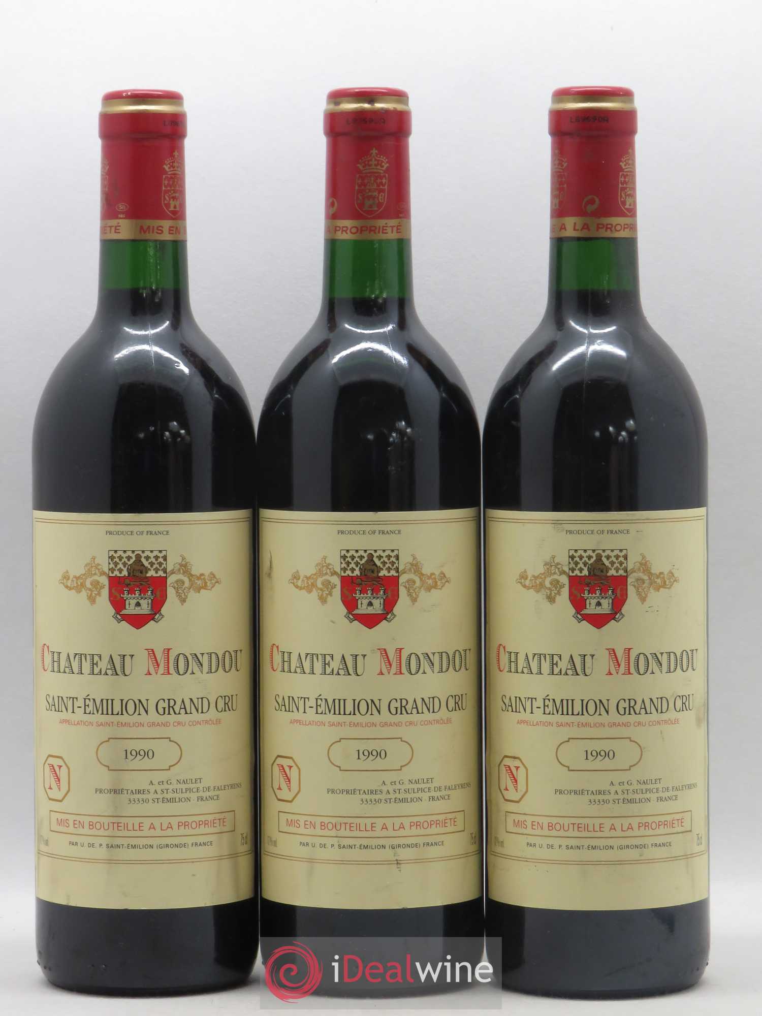 Saint-Émilion Grand Cru Château Mondou 1990 - Lot de 3 bouteilles - 0