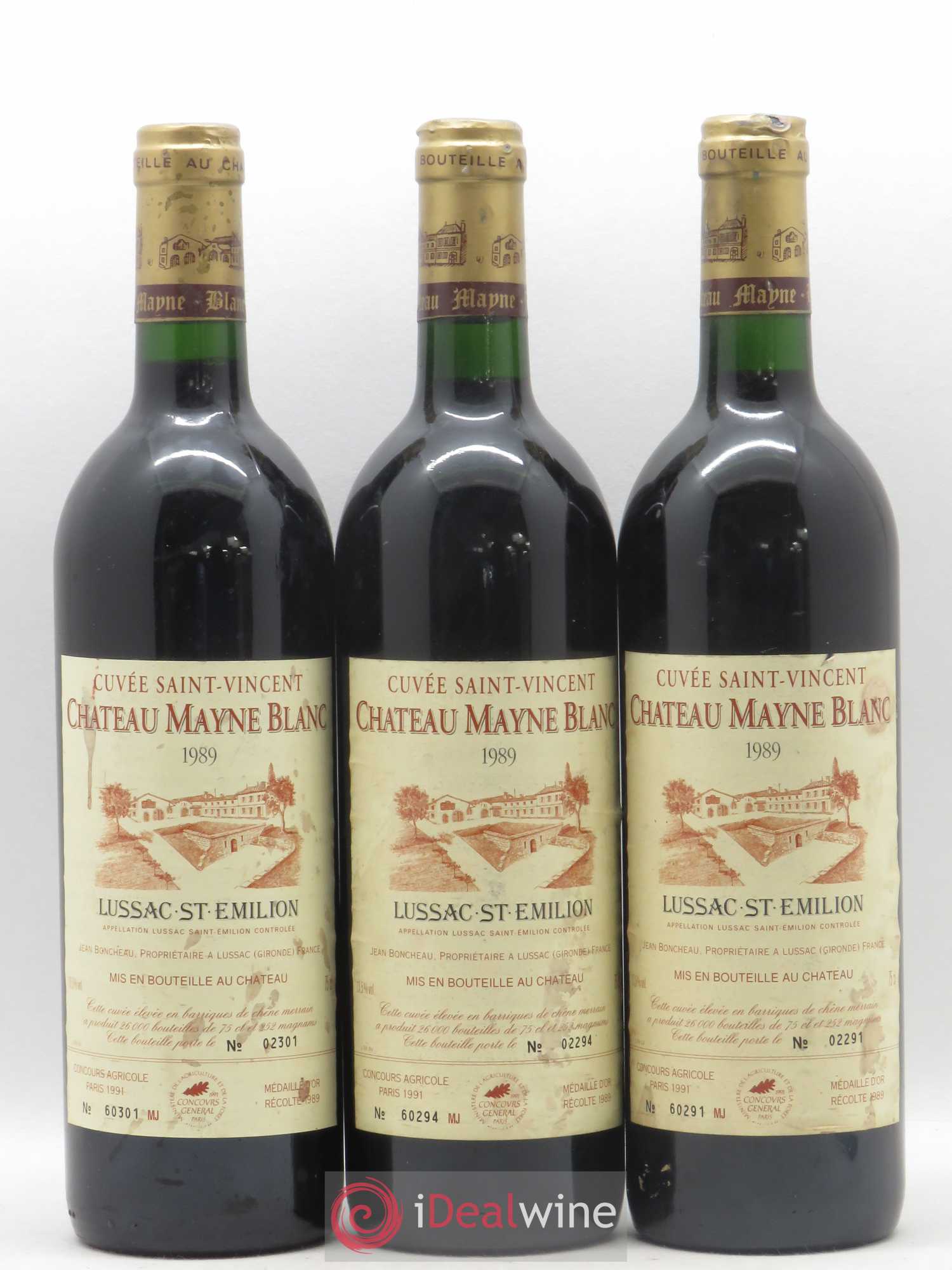 Lussac Saint-Émilion Château Mayne Blanc Cuvée Saint Vincent 1989 - Posten von 6 Flaschen - 2
