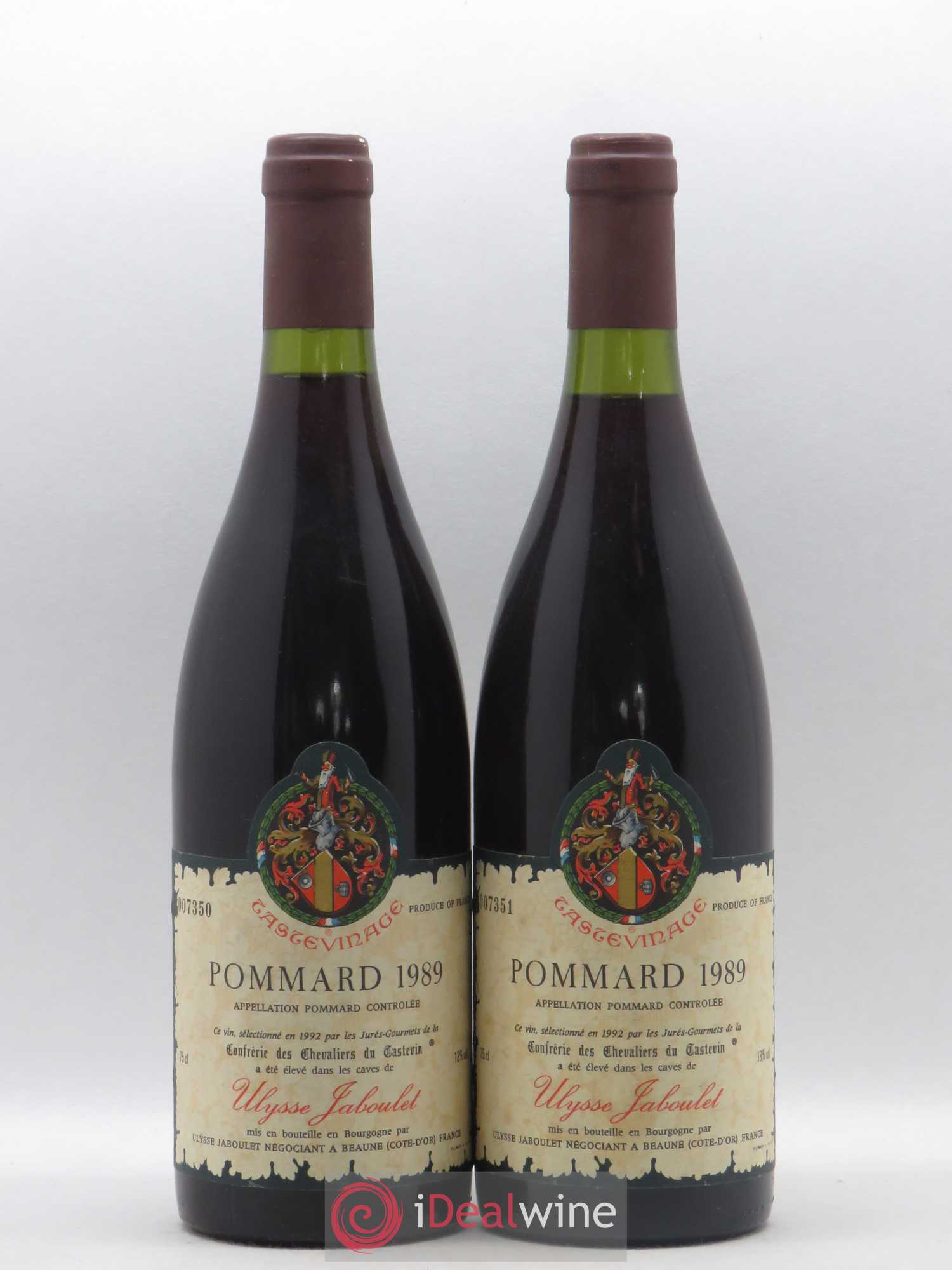 Pommard Confrérie des Chevaliers du Tastevin Ulysse Jaboulet 1989 - Posten von 2 Flaschen - 0