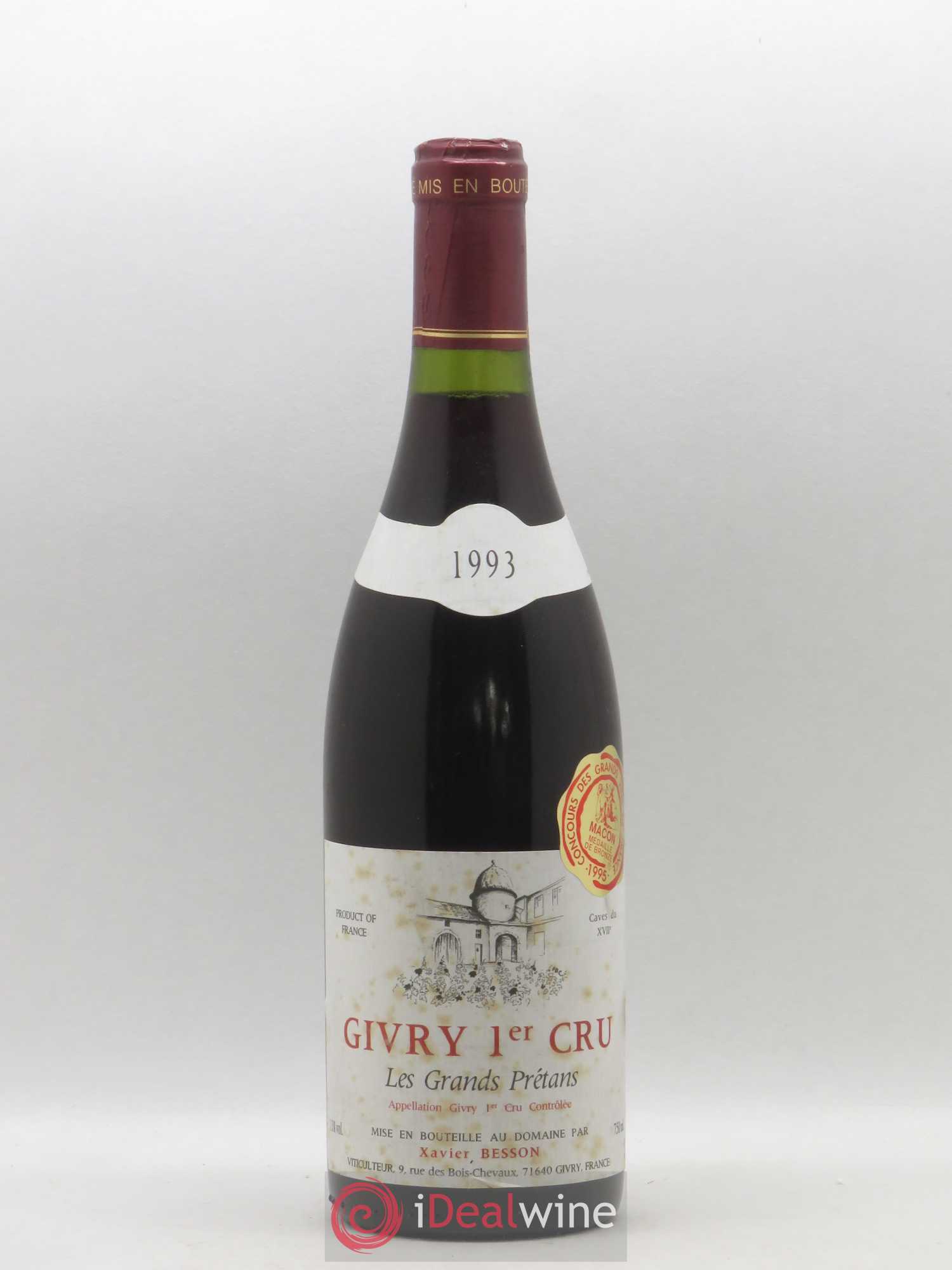 Givry 1er Cru Les Grands Pretans Xavier Besson 1993 - Lot de 1 bouteille - 0