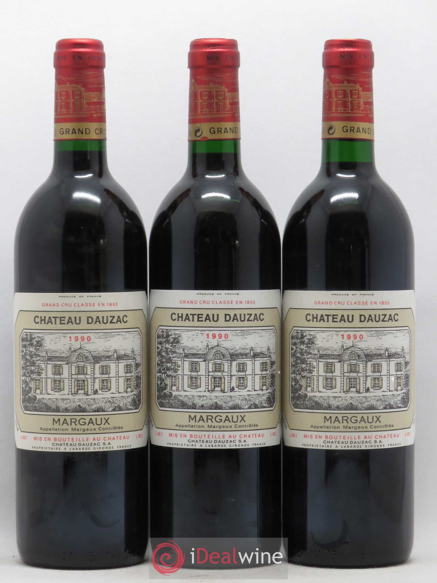 Château Dauzac 5ème Grand Cru Classé 1990 - Lot de 3 bouteilles - 0