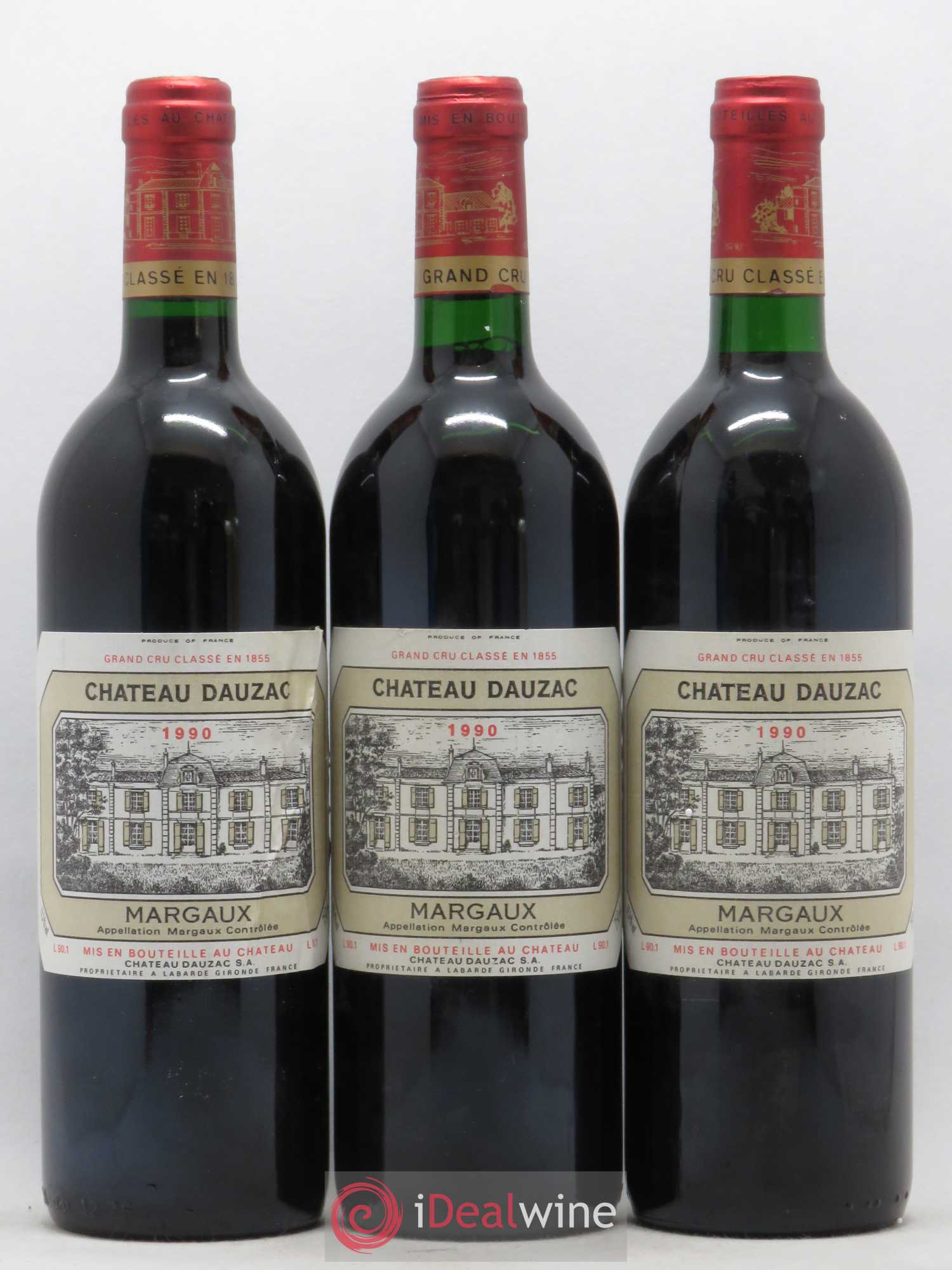 Château Dauzac 5ème Grand Cru Classé 1990 - Lot de 3 bouteilles - 0