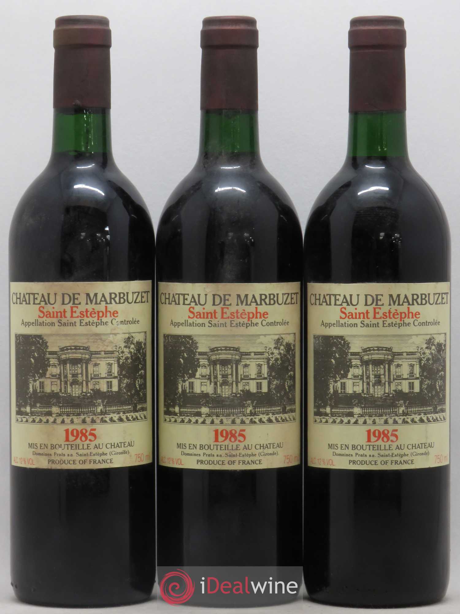 Château de Marbuzet Cru Bourgeois 1985 - Lot de 3 bouteilles - 0