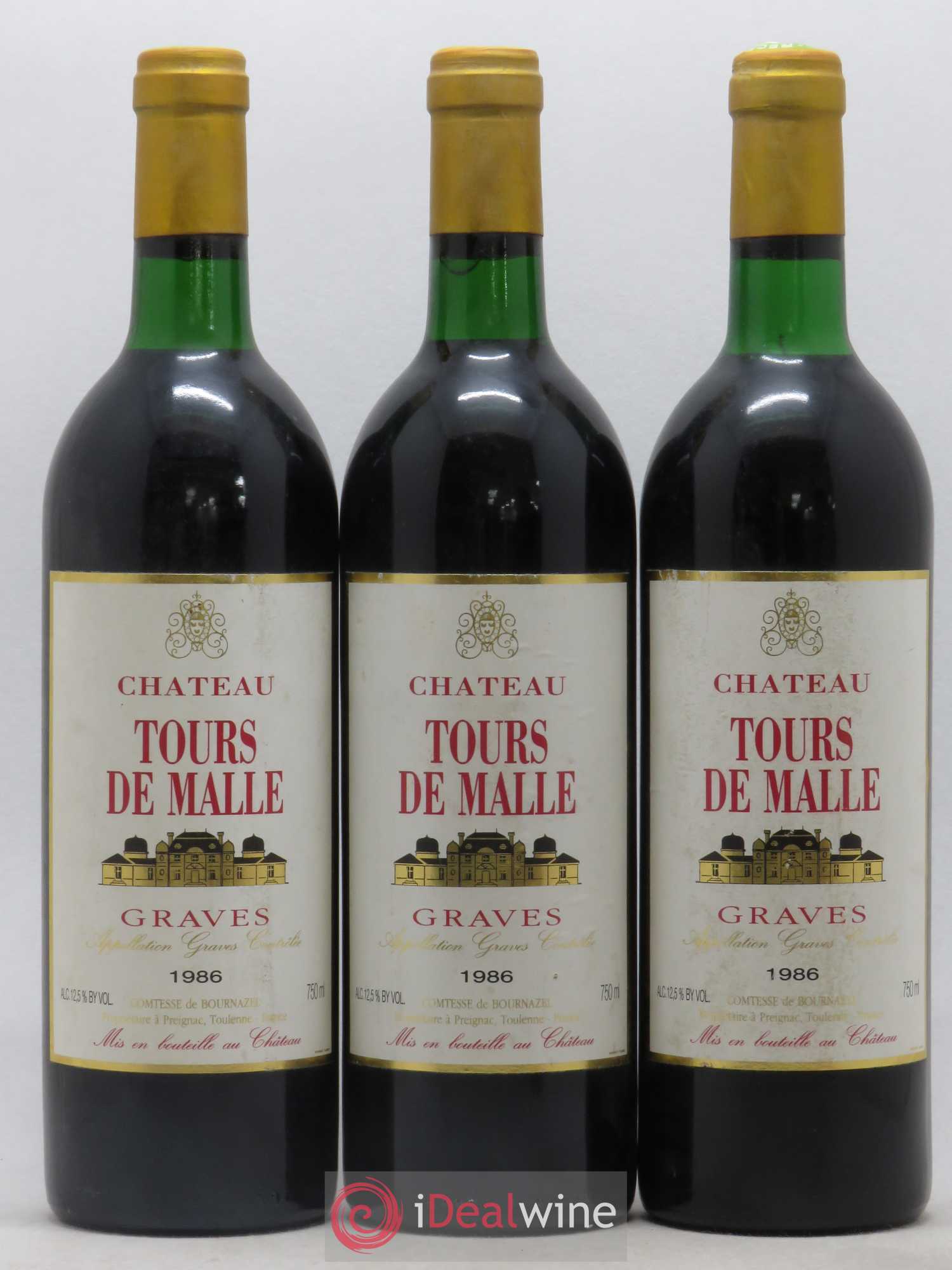 Graves Chateau Tours de Malle (sans prix de réserve) 1986 - Posten von 3 Flaschen - 0