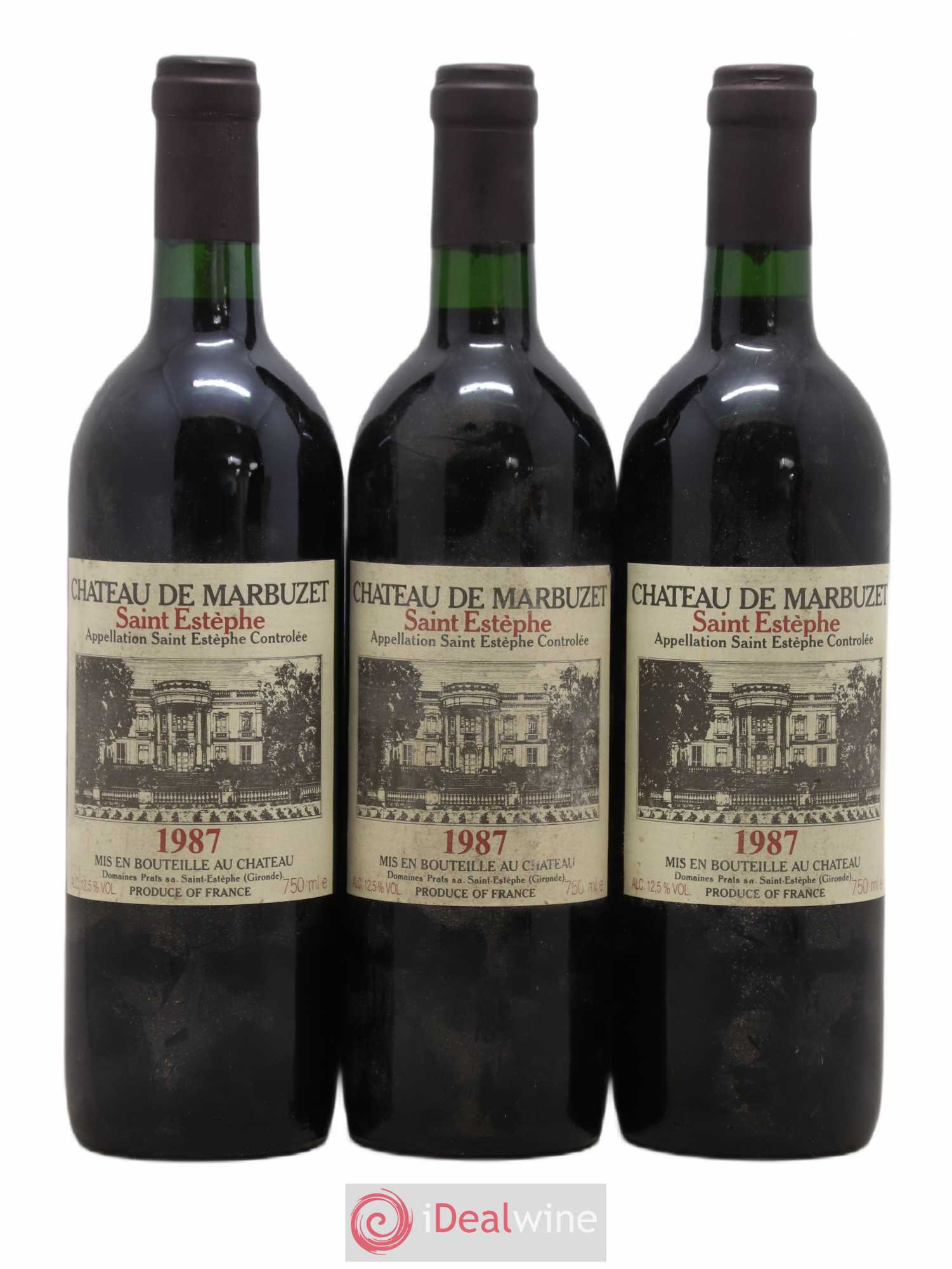 Château de Marbuzet Cru Bourgeois (sans prix de réserve) 1987 - Lot de 3 bouteilles - 0