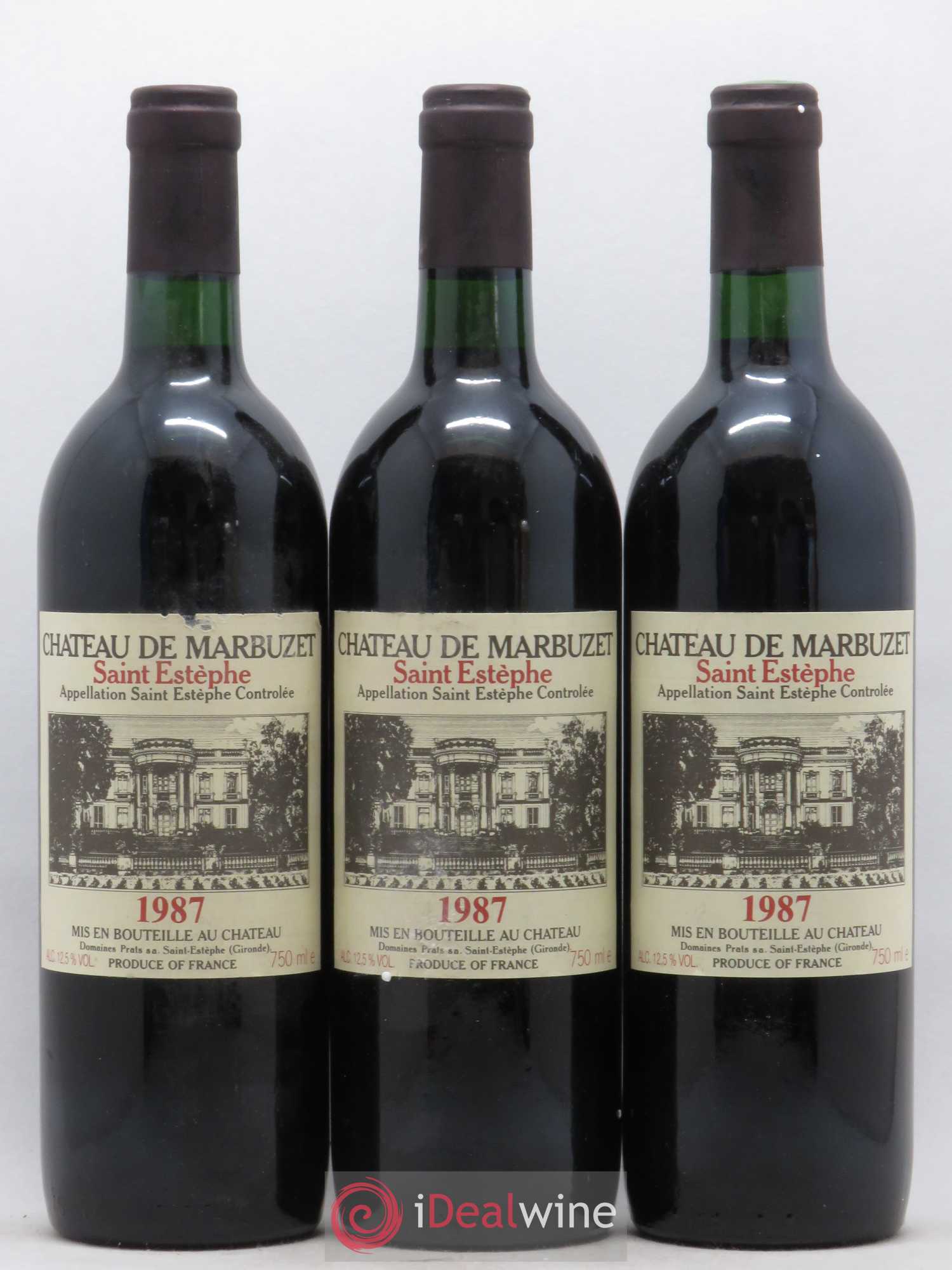 Château de Marbuzet Cru Bourgeois 1987 - Lot de 3 bouteilles - 0