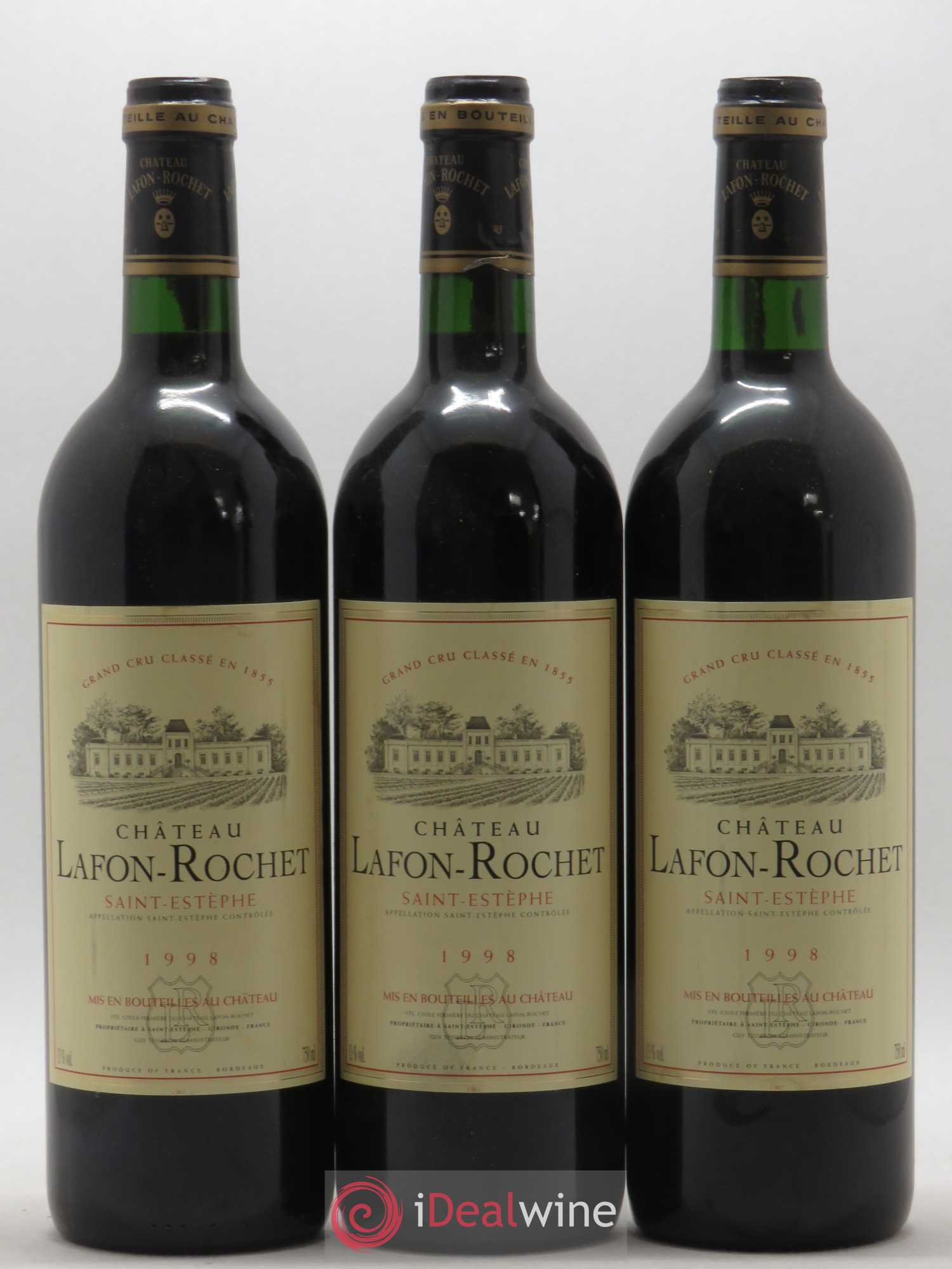 Château Lafon Rochet 4ème Grand Cru Classé 1998 - Lot de 3 bouteilles - 0