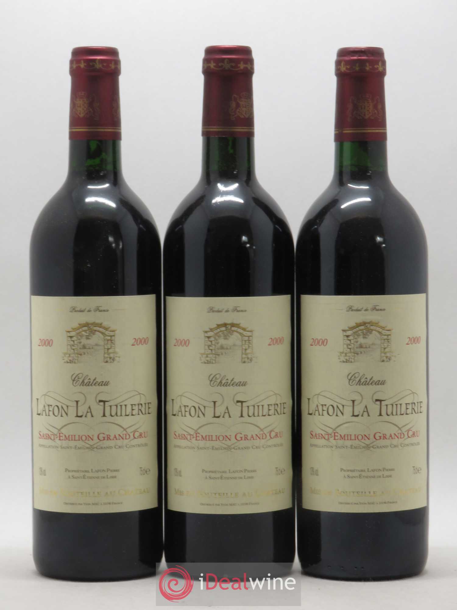 Saint-Émilion Grand Cru Lafon La Tuilerie 2000 - Posten von 3 Flaschen - 0