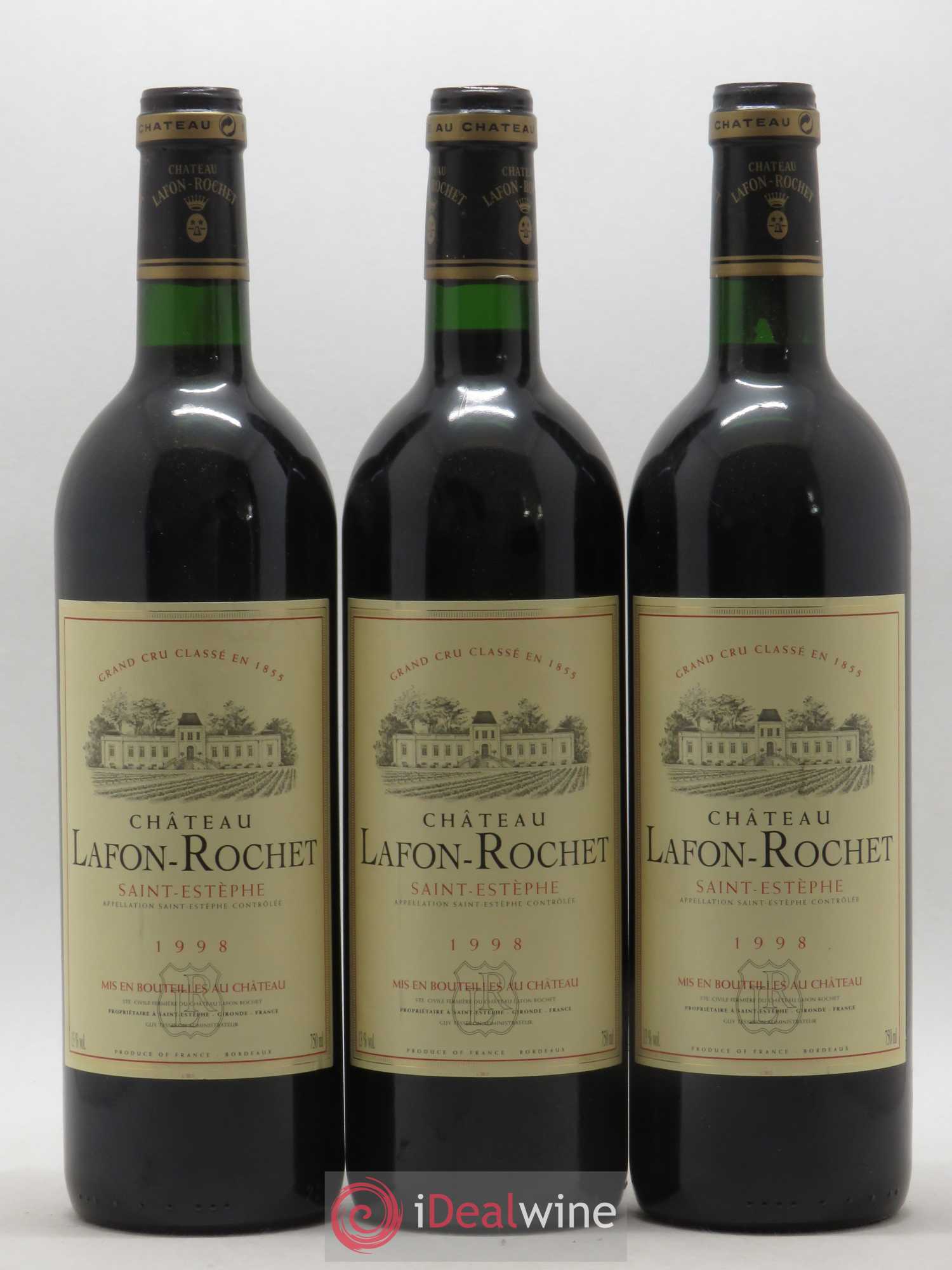 Château Lafon Rochet 4ème Grand Cru Classé 1998 - Lot de 3 bouteilles - 0