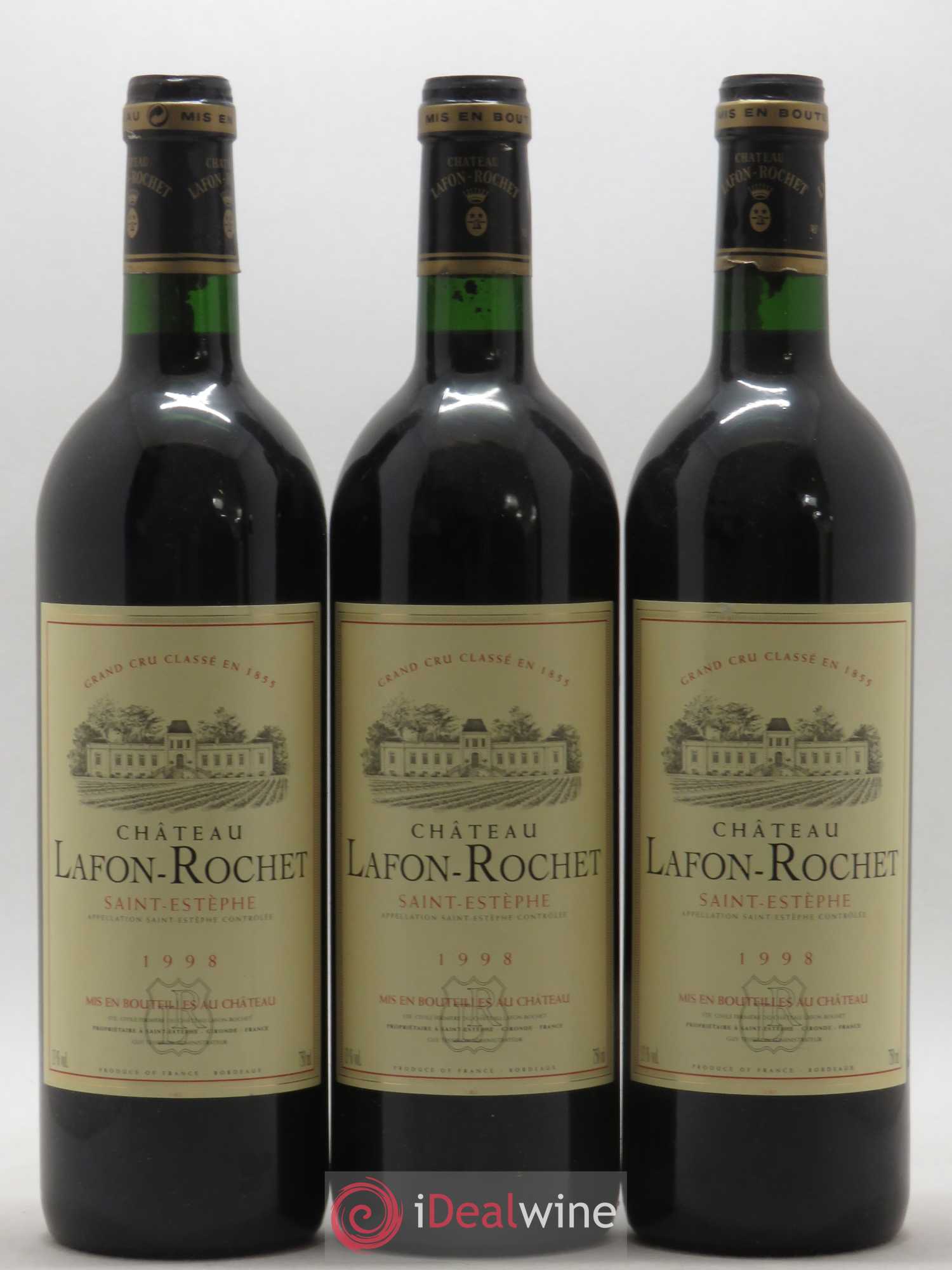 Château Lafon Rochet 4ème Grand Cru Classé 1998 - Lot de 3 bouteilles - 0