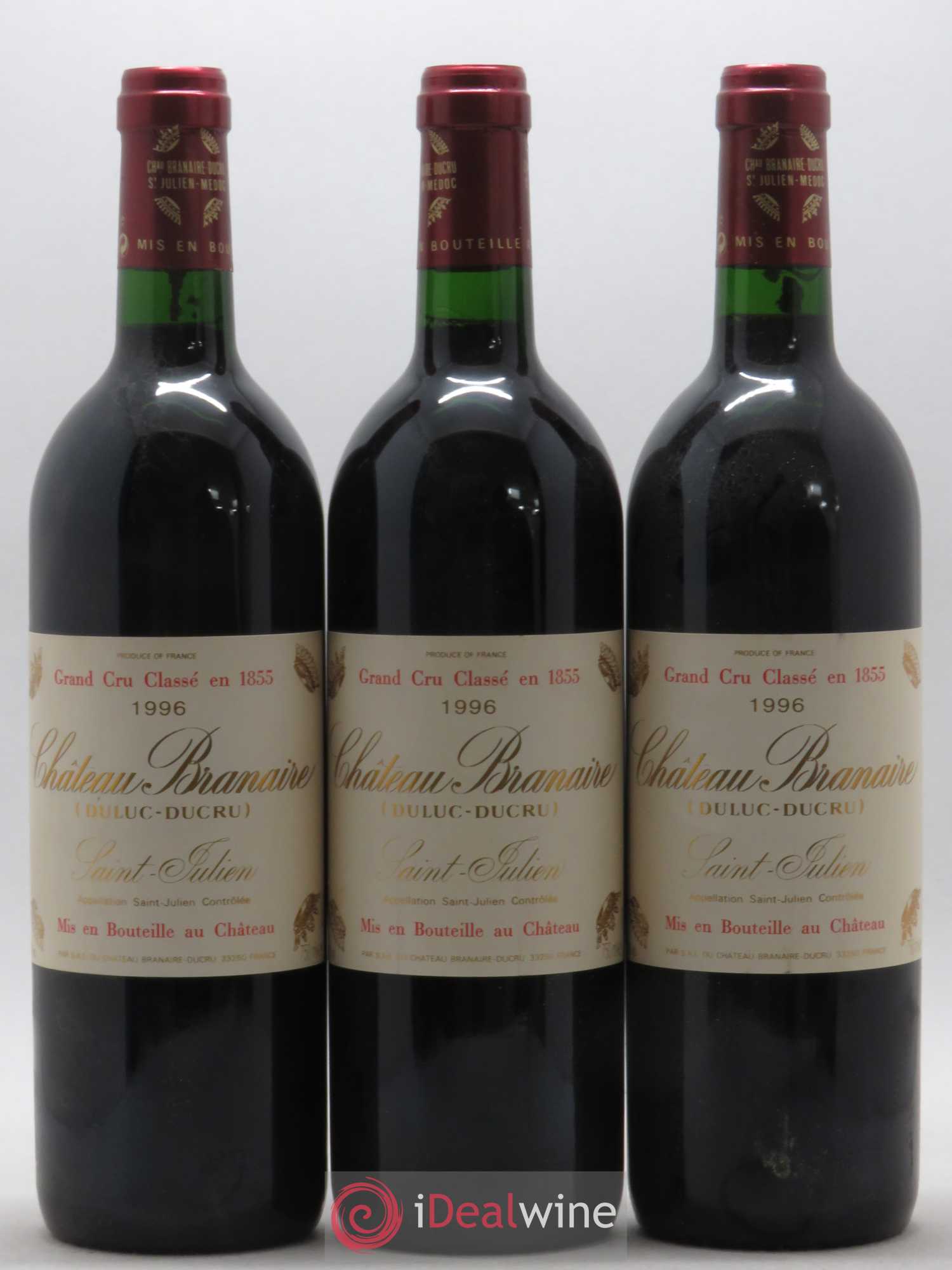 Château Branaire Ducru 4ème Grand Cru Classé 1996 - Lot de 3 bouteilles - 0