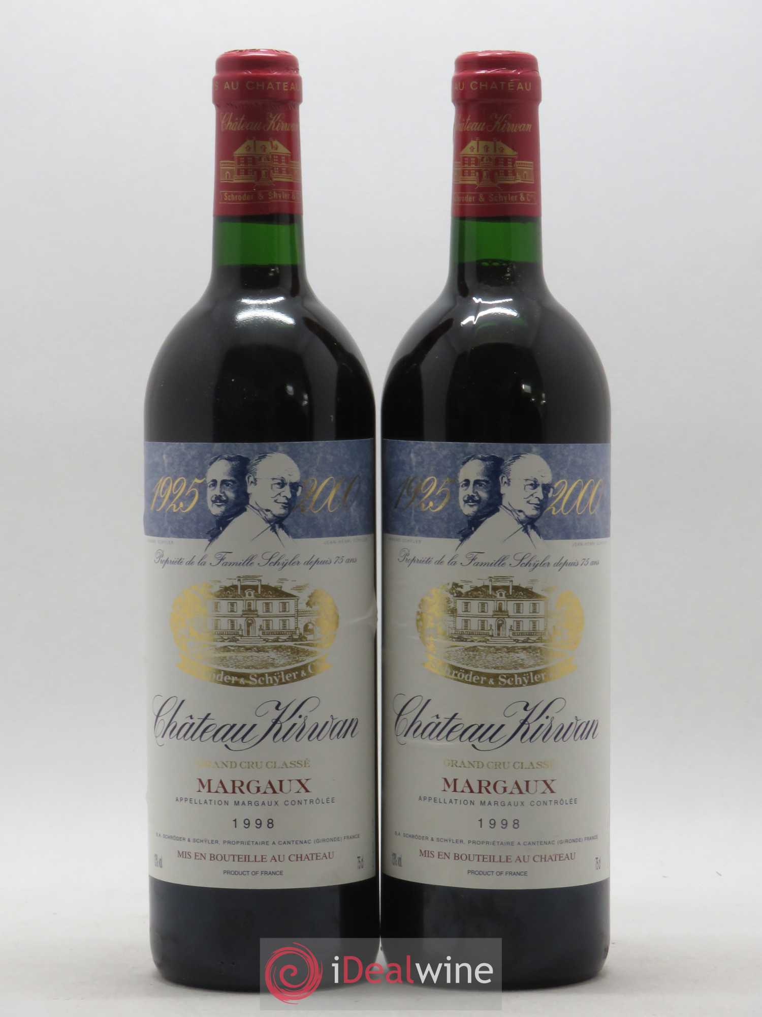 Château Kirwan 3ème Grand Cru Classé 1998 - Lot de 2 bouteilles - 0