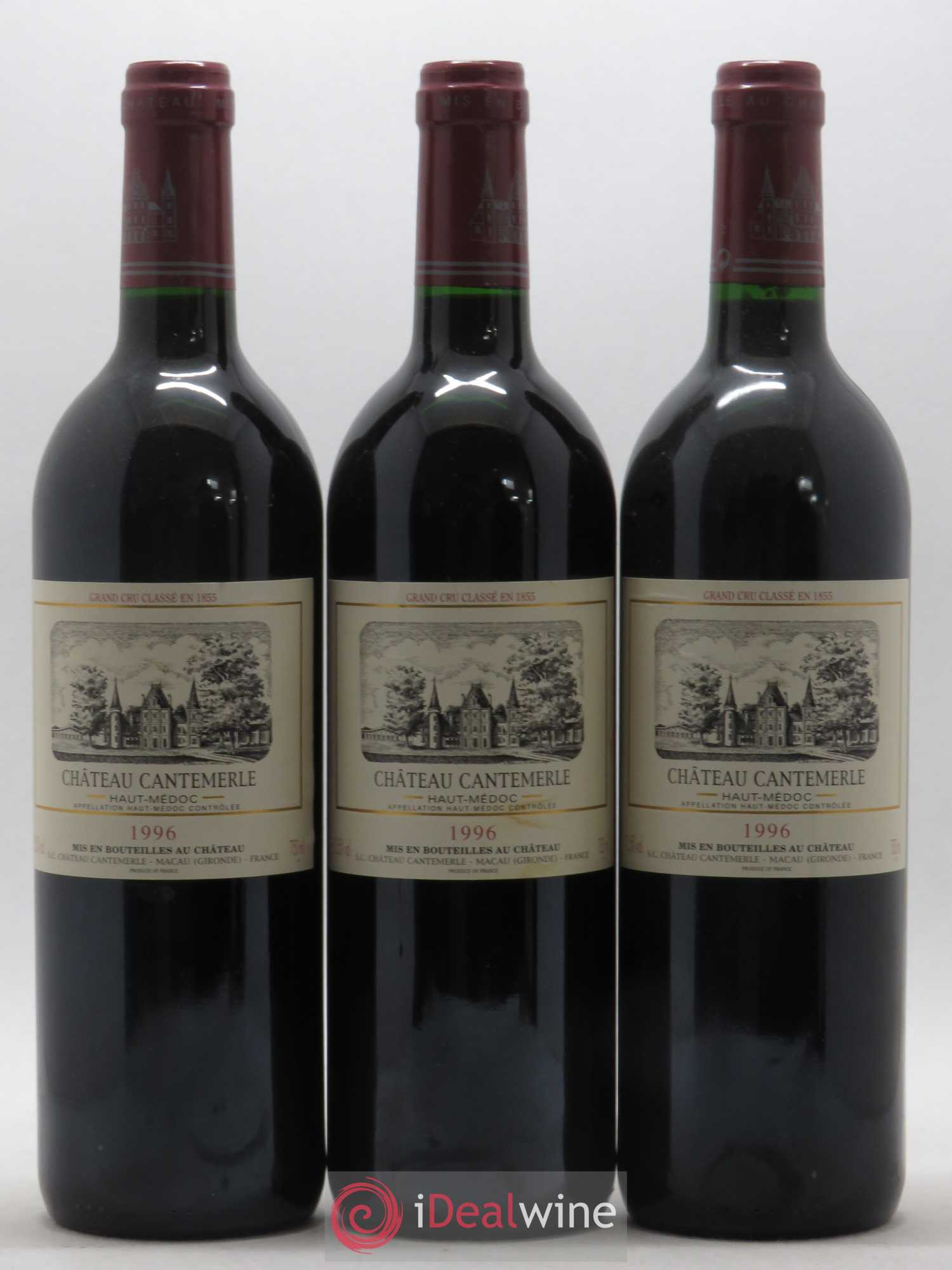 Château Cantemerle 5ème Grand Cru Classé 1996 - Lot de 3 bouteilles - 0