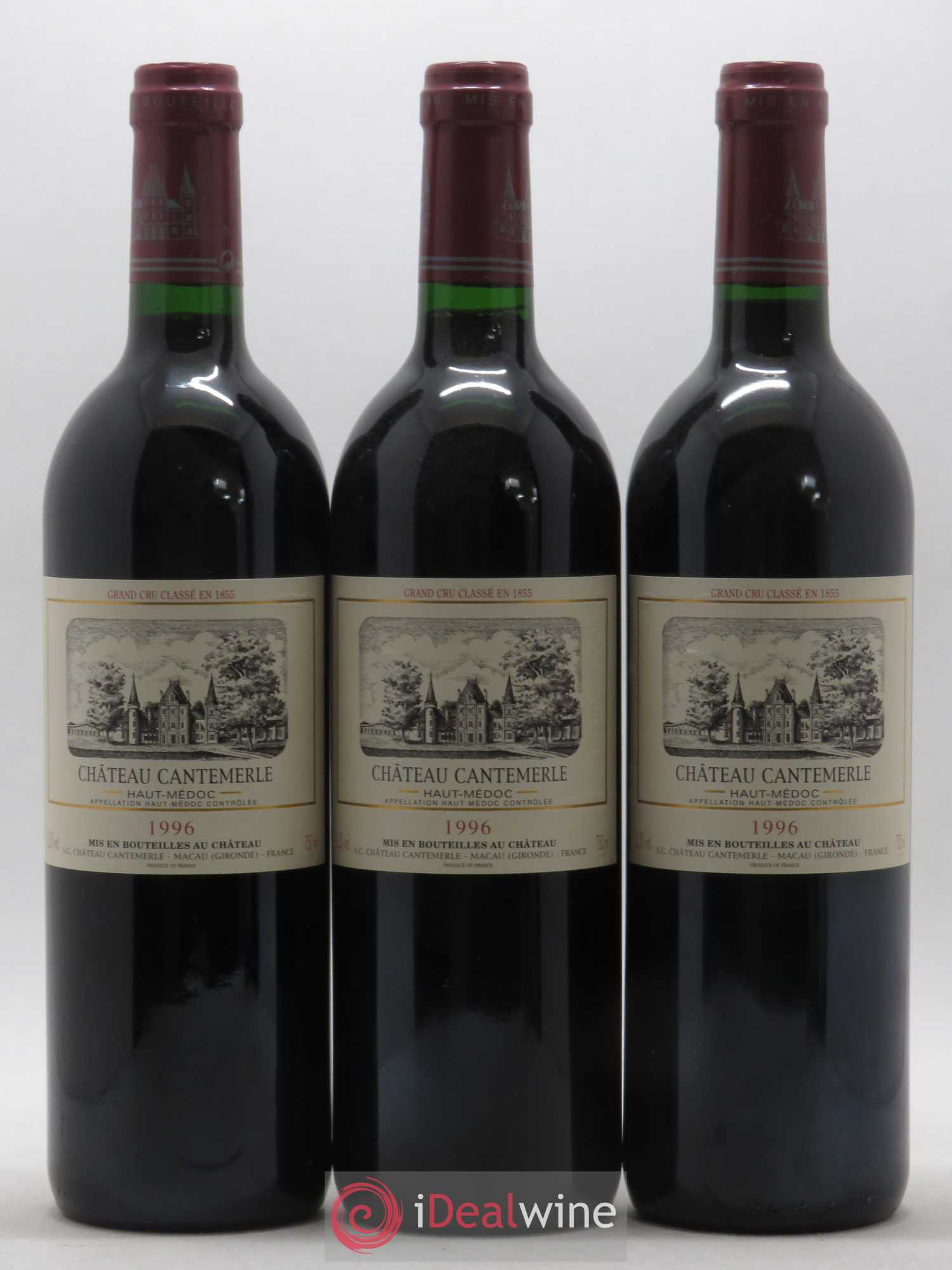 Château Cantemerle 5ème Grand Cru Classé 1996 - Lot de 3 bouteilles - 0