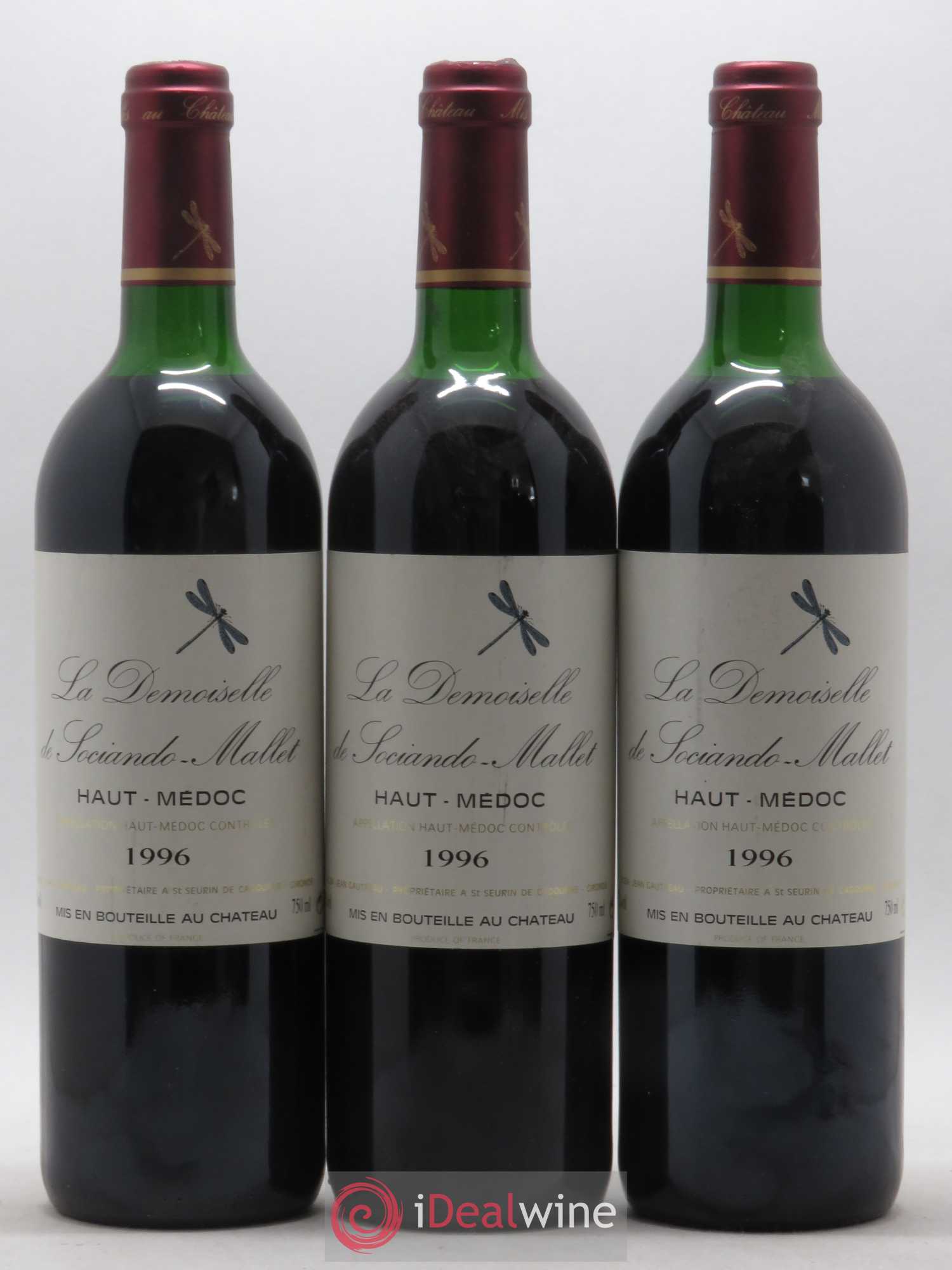 Demoiselle de Sociando Mallet Second Vin 1996 - Lot de 3 bouteilles - 0