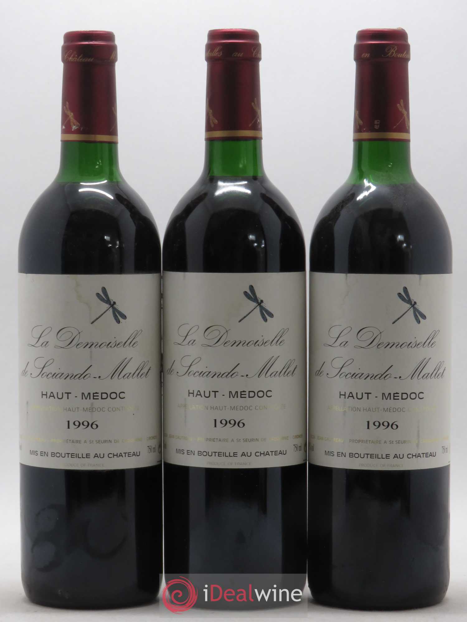 Demoiselle de Sociando Mallet Second Vin 1996 - Lot de 3 bouteilles - 0
