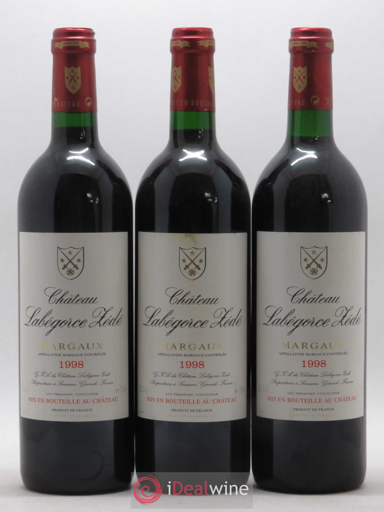 Château Labegorce Zédé Cru Bourgeois 1998 - Lot de 3 bouteilles - 0