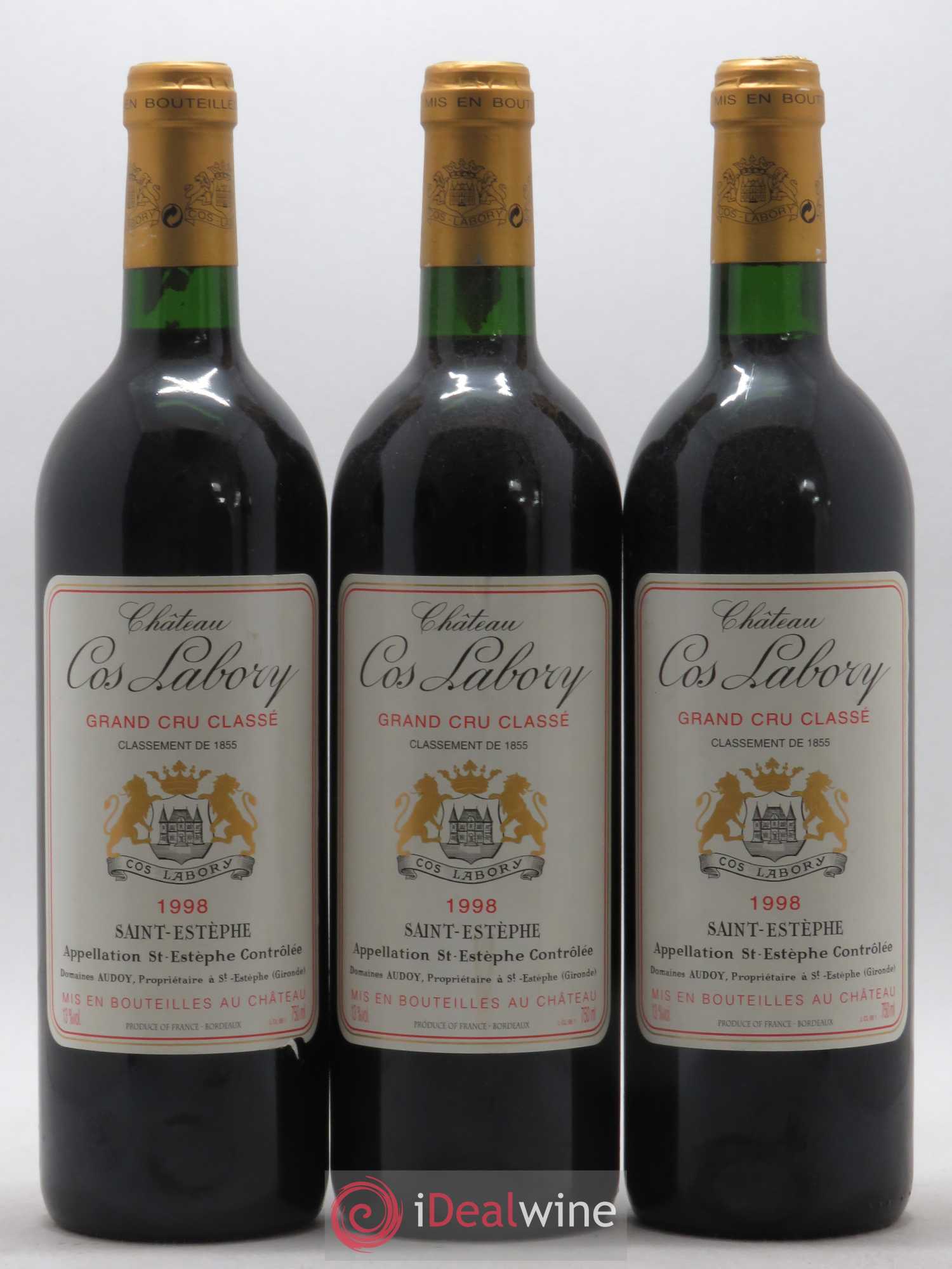 Château Cos Labory 5ème Grand Cru Classé 1998 - Lot de 3 bouteilles - 0