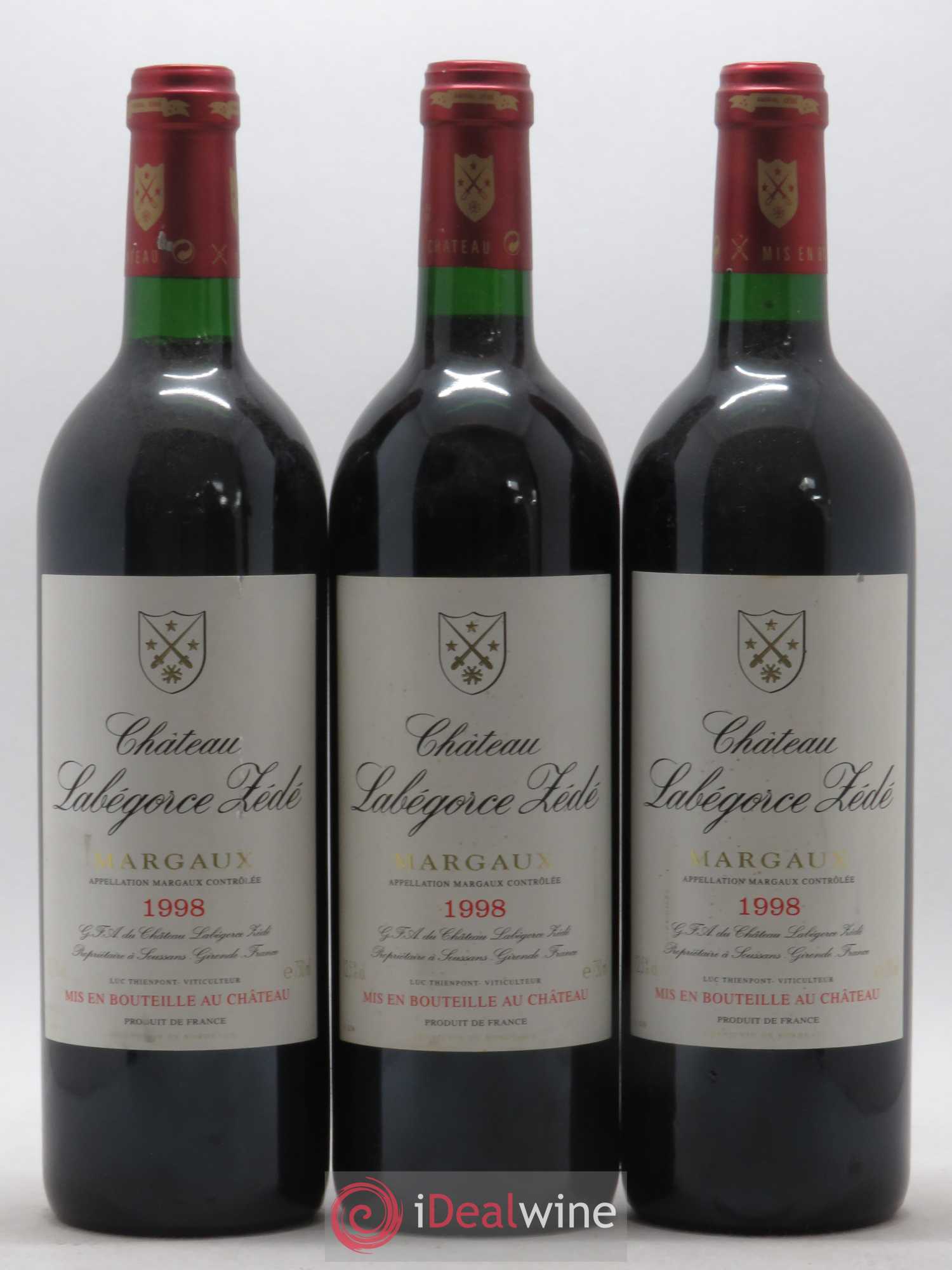 Château Labegorce Zédé Cru Bourgeois 1998 - Lot de 3 bouteilles - 0