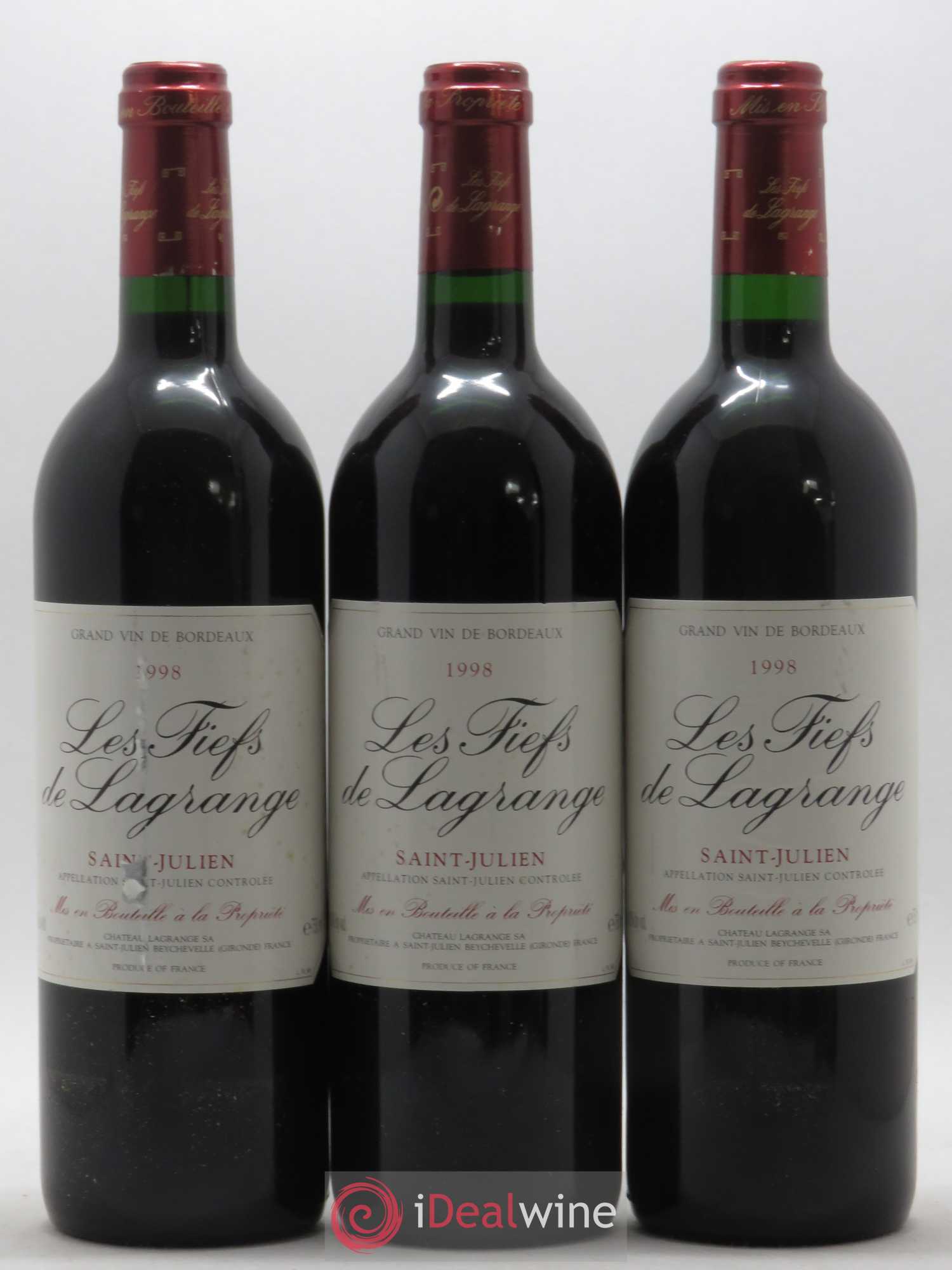 Les Fiefs de Lagrange Second Vin 1998 - Lot de 3 bouteilles - 0