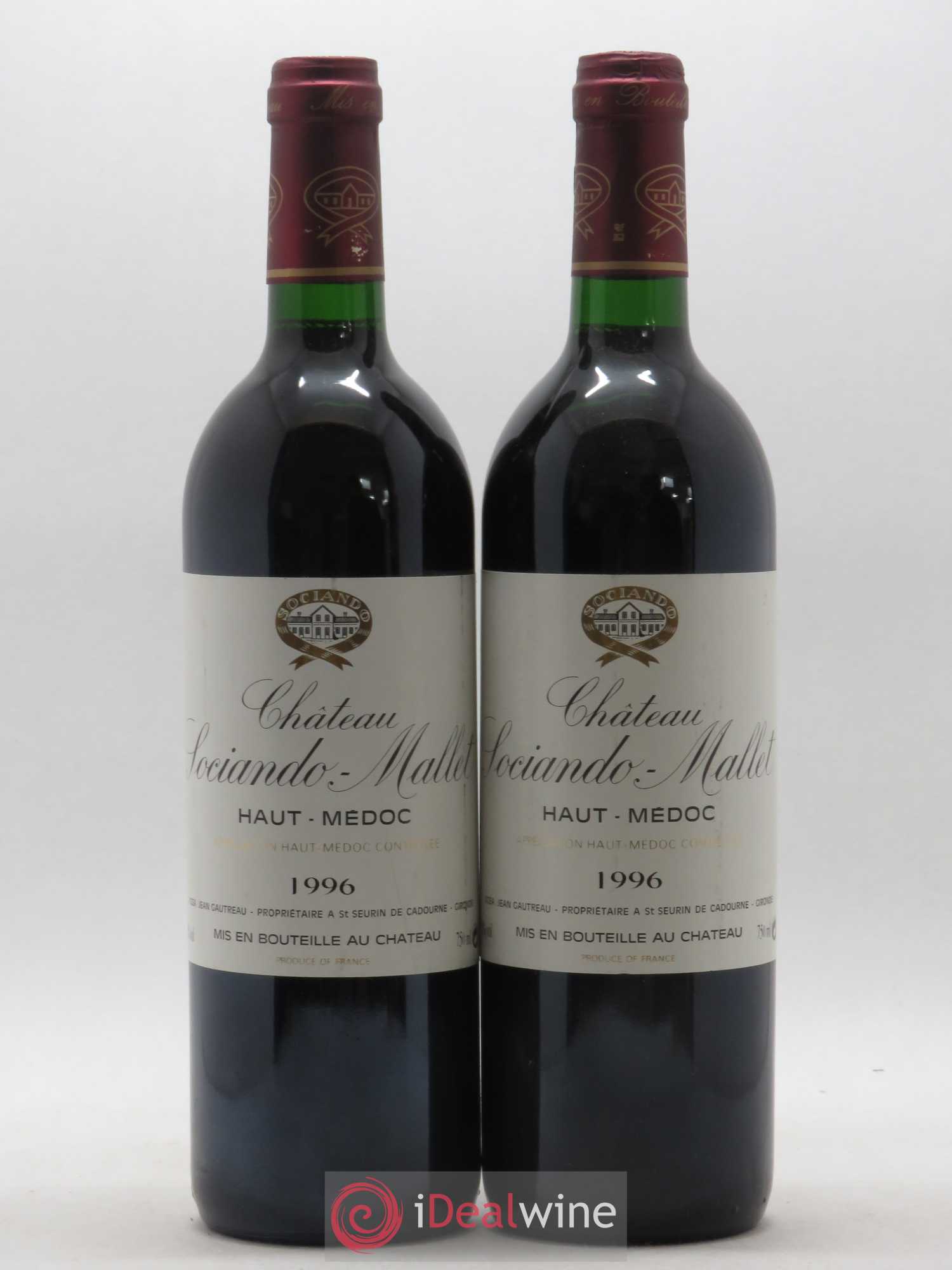 Château Sociando Mallet 1996 - Lot de 2 bouteilles - 0
