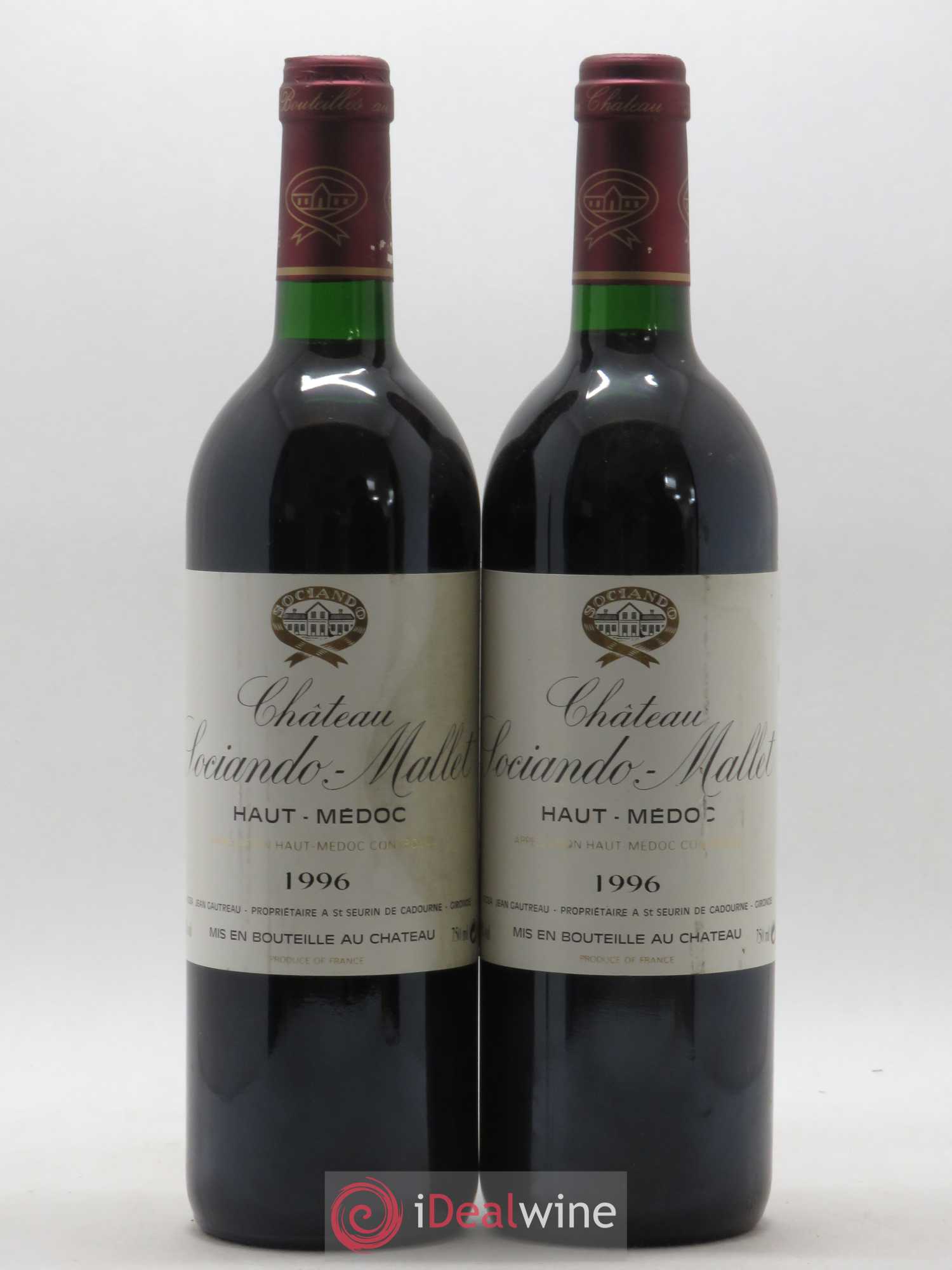 Château Sociando Mallet 1996 - Lot de 2 bouteilles - 0