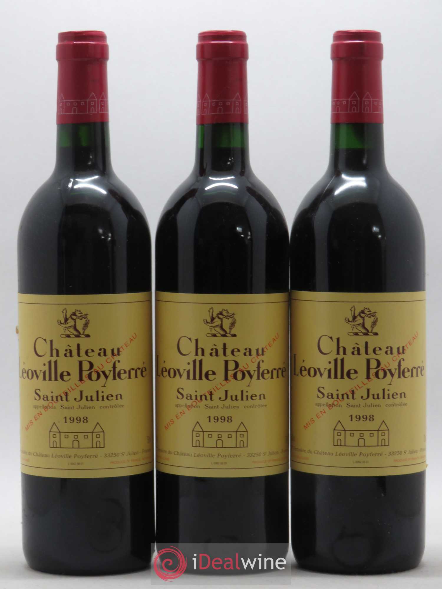 Château Léoville Poyferré 2ème Grand Cru Classé 1998 - Lot de 3 bouteilles - 0