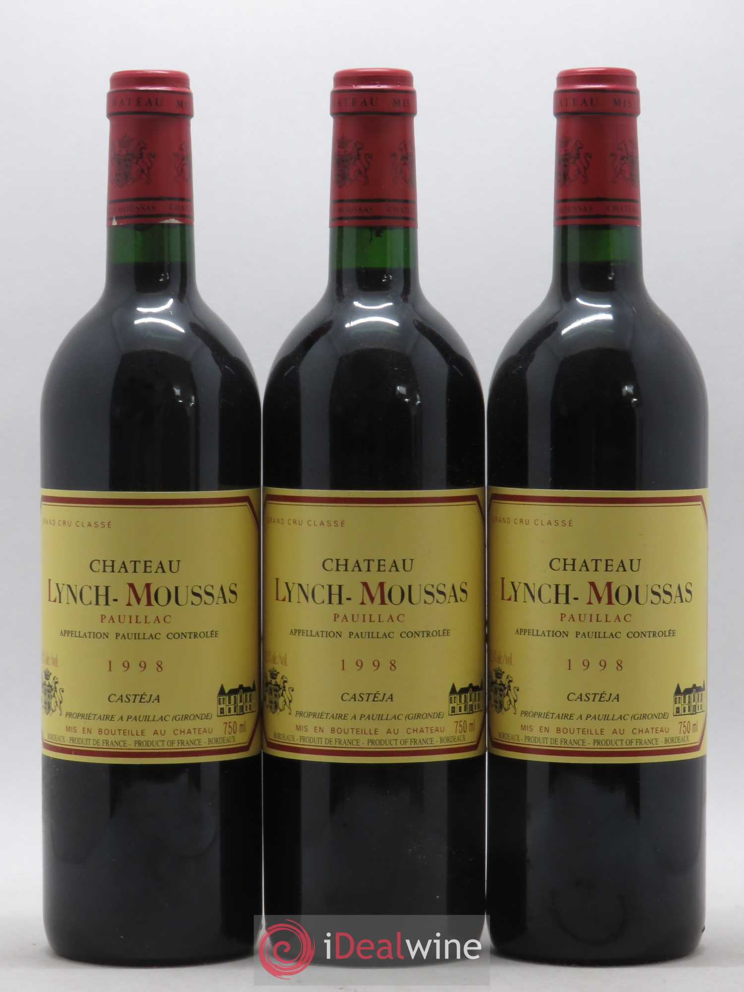 Château Lynch Moussas 5ème Grand Cru Classé 1998 - Lot de 3 bouteilles - 0