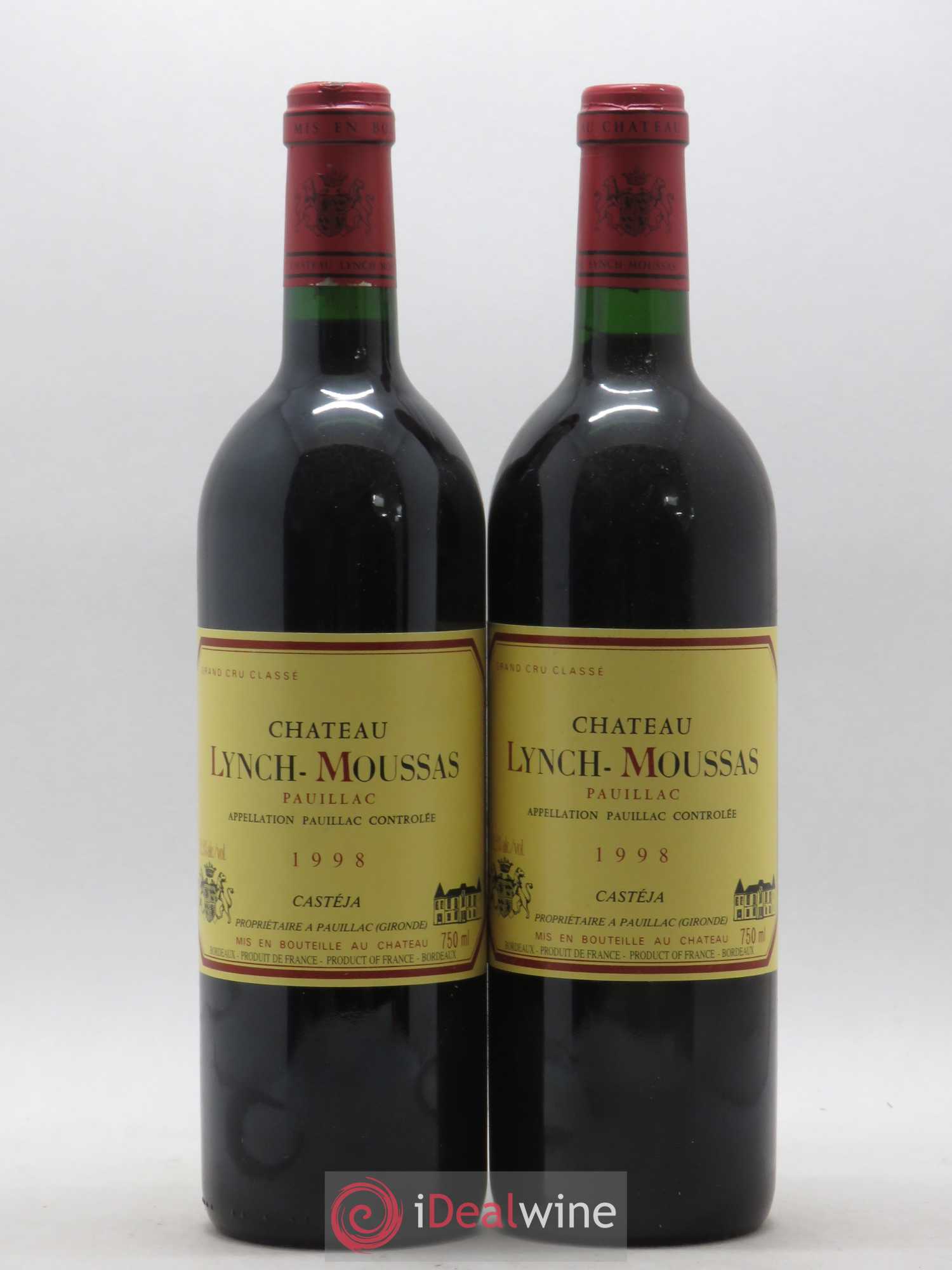 Château Lynch Moussas 5ème Grand Cru Classé 1998 - Lot de 2 bouteilles - 0