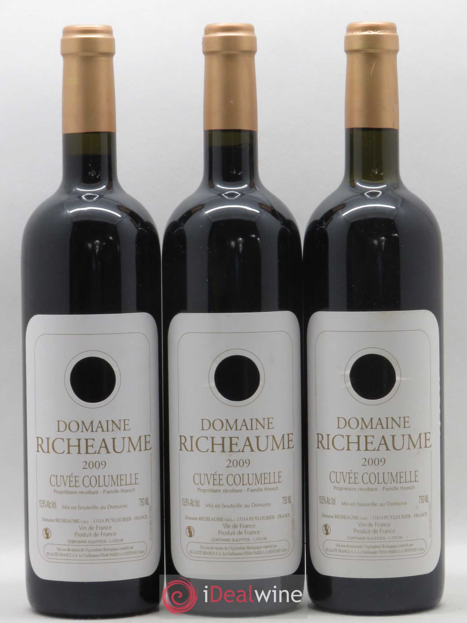 Vin de France Domaine Richeaume Cuvée Columelle 2009 - Lot de 3 bouteilles - 0
