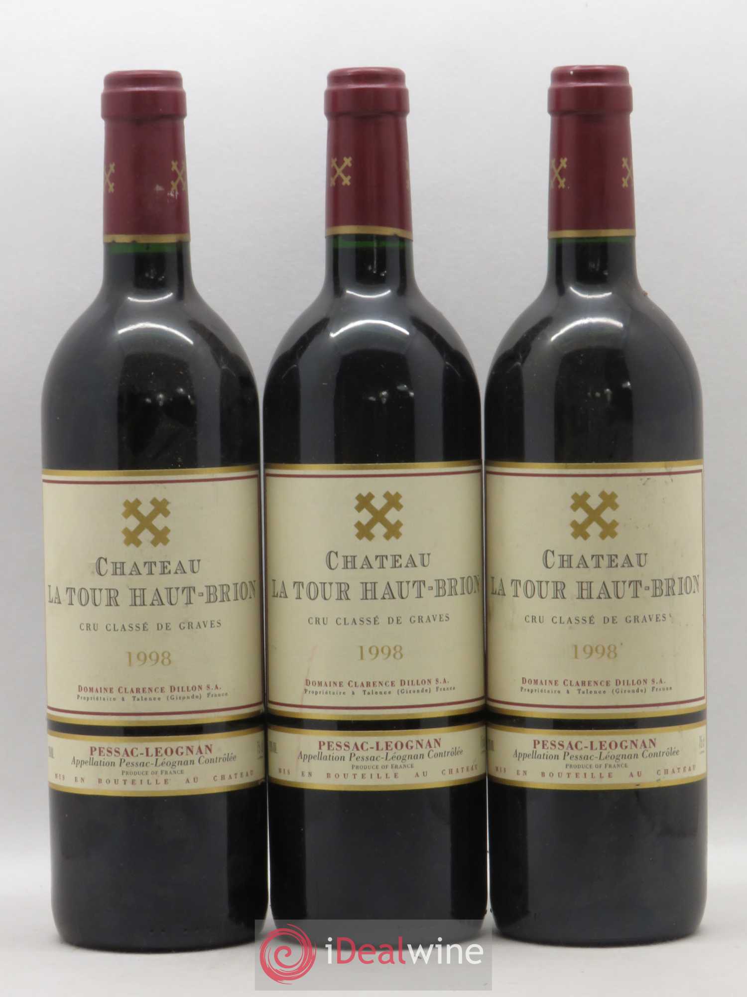Château la Tour Haut-Brion Cru Classé de Graves 1998 - Lot de 3 bouteilles - 0