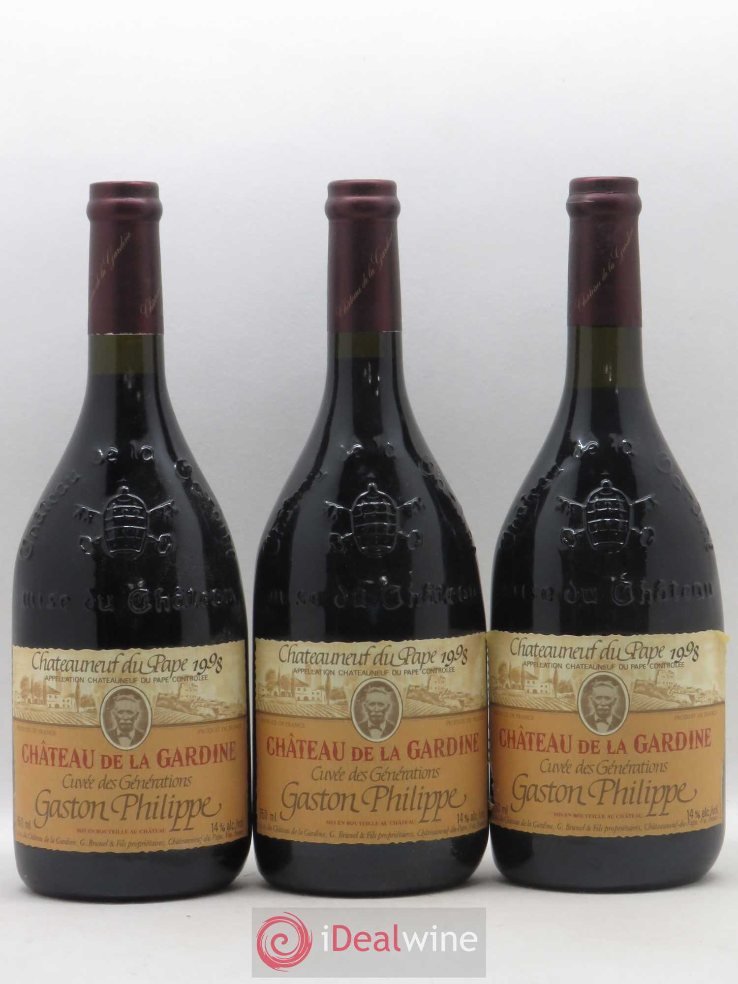 Châteauneuf-du-Pape Château de La Gardine Cuvée des Générations Gaston Philippe Famille Brunel 1998 - Lot de 6 bouteilles - 2