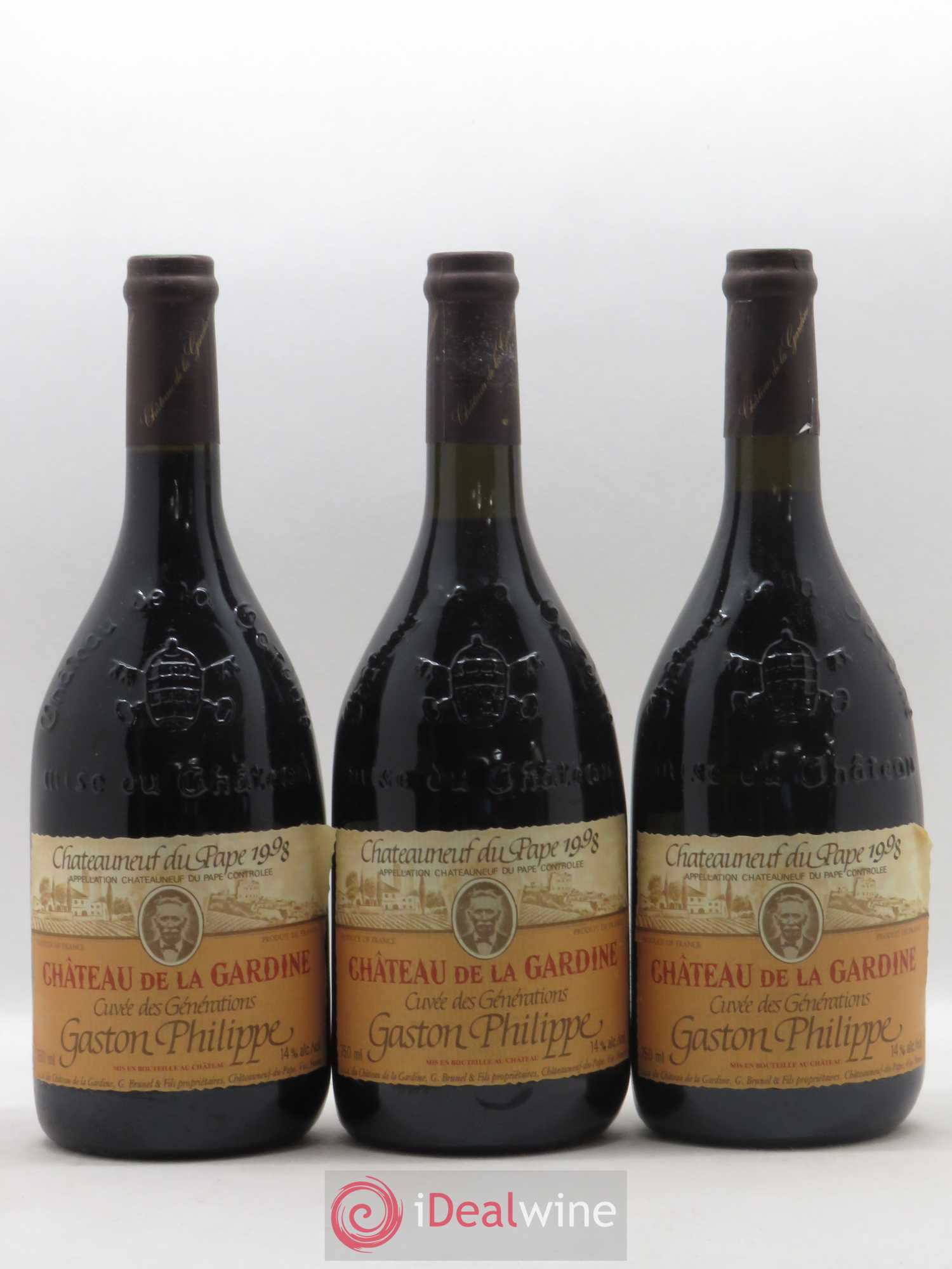 Châteauneuf-du-Pape Château de La Gardine Cuvée des Générations Gaston Philippe Famille Brunel 1998 - Lot de 6 bouteilles - 1