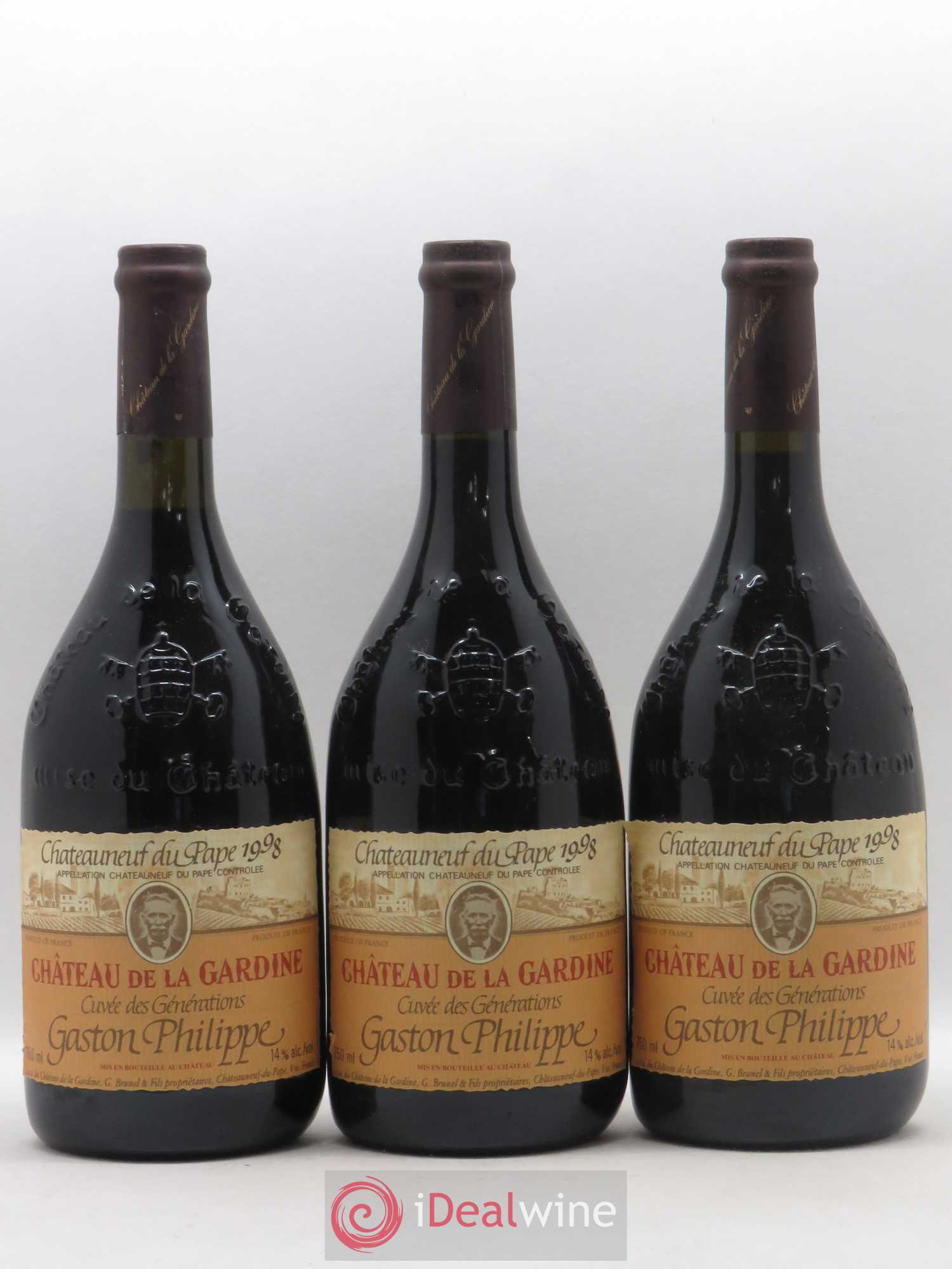 Châteauneuf-du-Pape Château de La Gardine Cuvée des Générations Gaston Philippe Famille Brunel 1998 - Lot de 6 bouteilles - 2